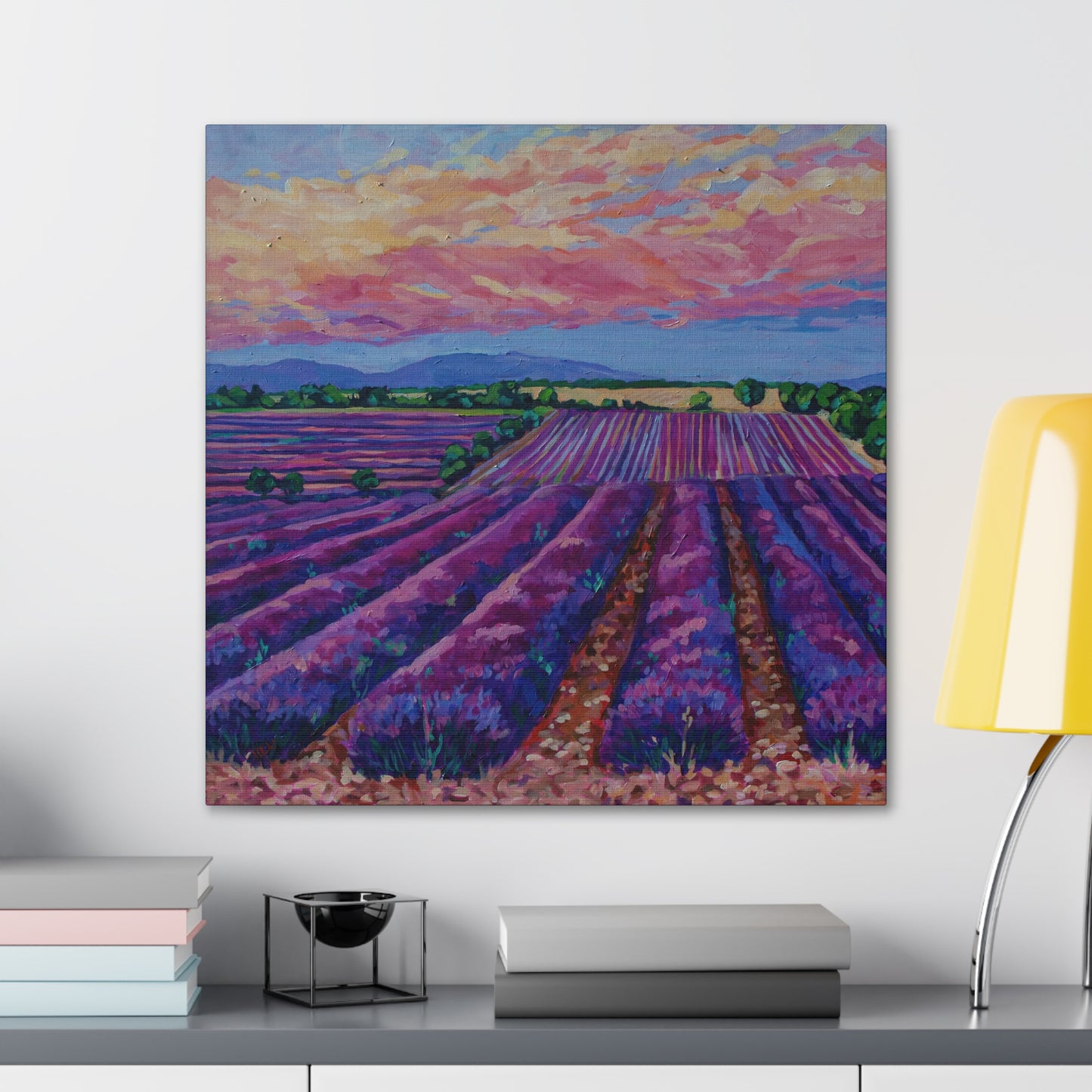 Lavender field at Sunset— Gallery Wrapped Canvas Reproduction