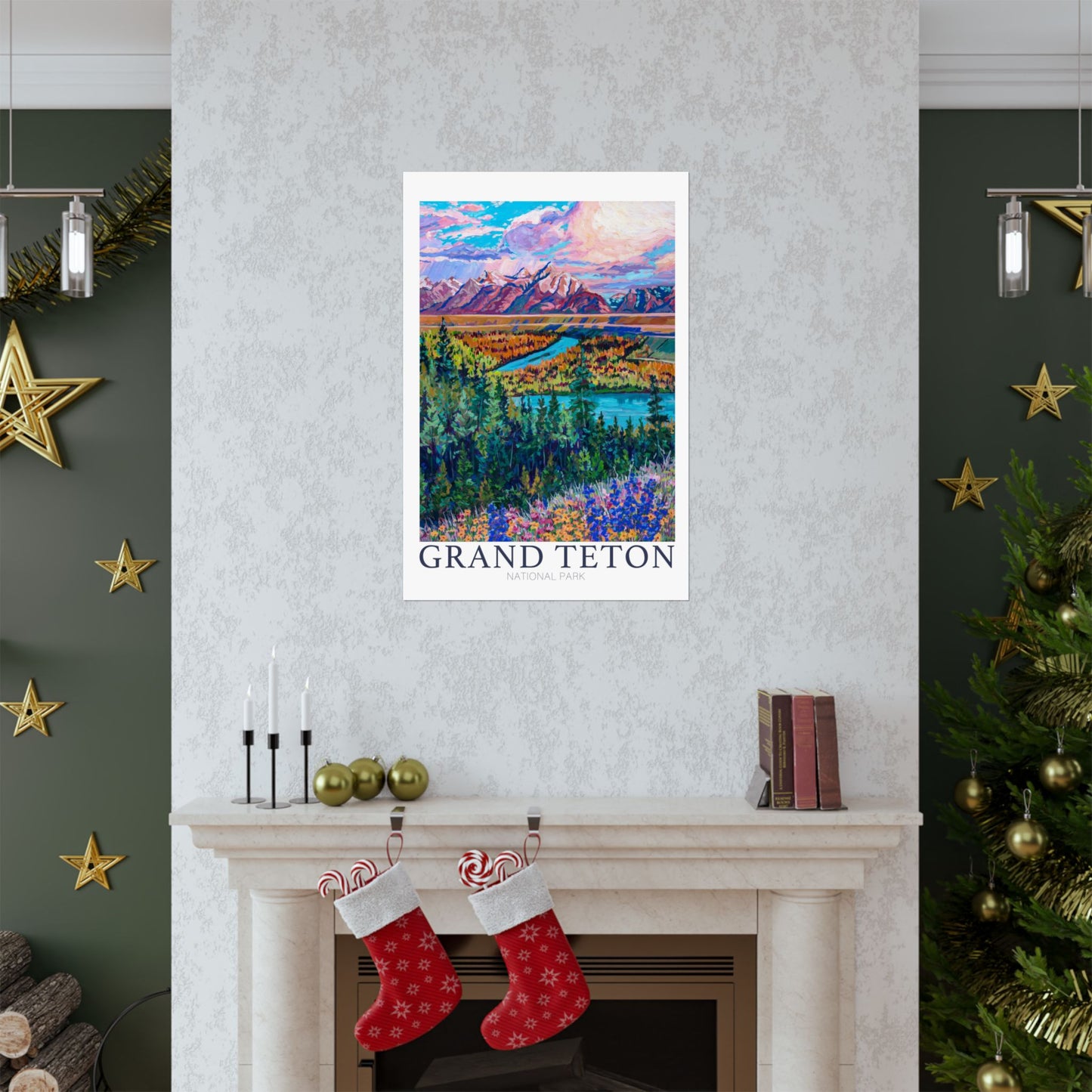NP-8 | Grand Tetons National Park fine art print, Jackson Hole, Wyoming outdoor adventure lover souvenir poster, artist Heather Nagy