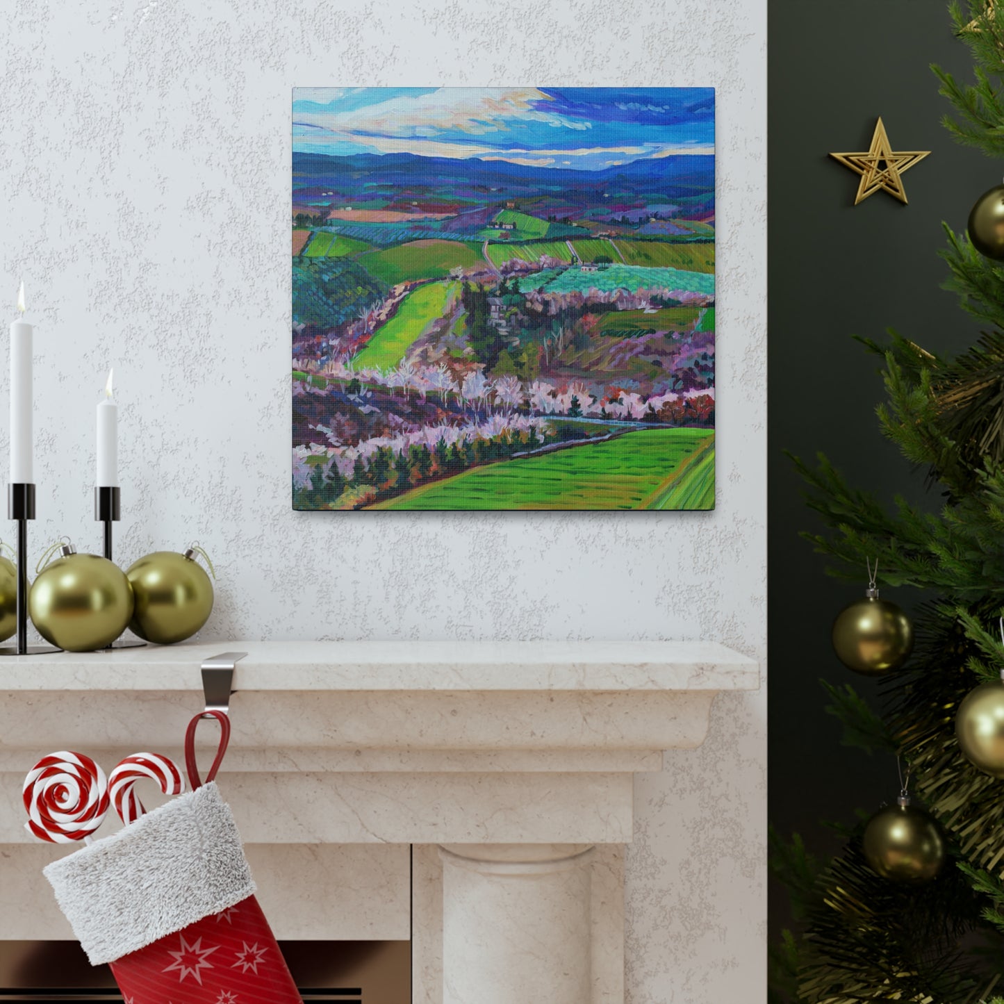 Rolling Tuscan farmland, Italy-Middle Panel— Gallery Wrapped Canvas Reproduction