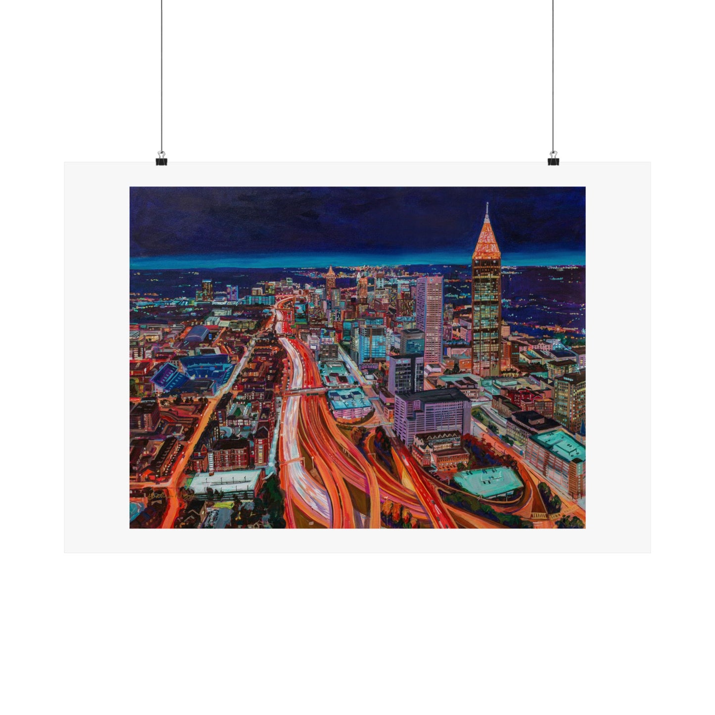 Atlanta Night Skyline—Matte Horizontal Fine Art Poster Reproductions