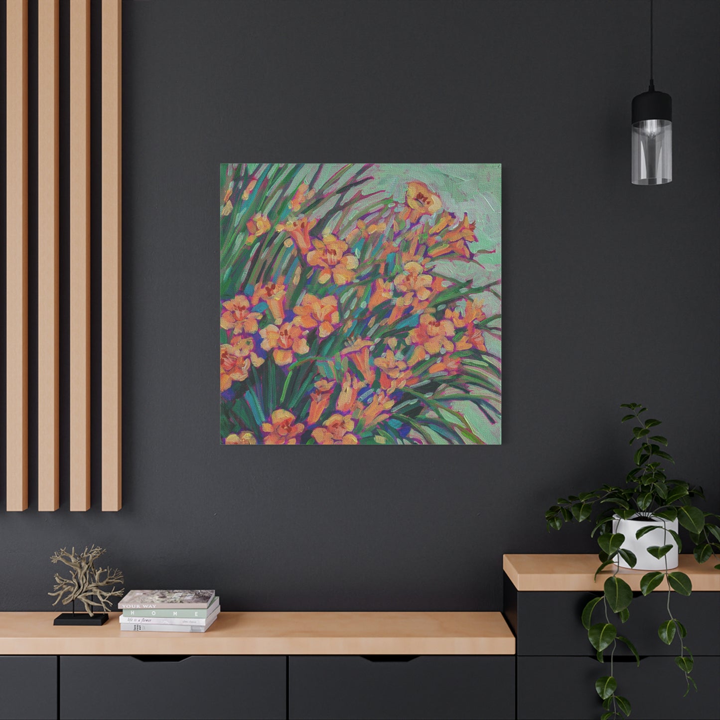 Yellow Daylilies Floral —Matte Canvas, Stretched, 1.25"