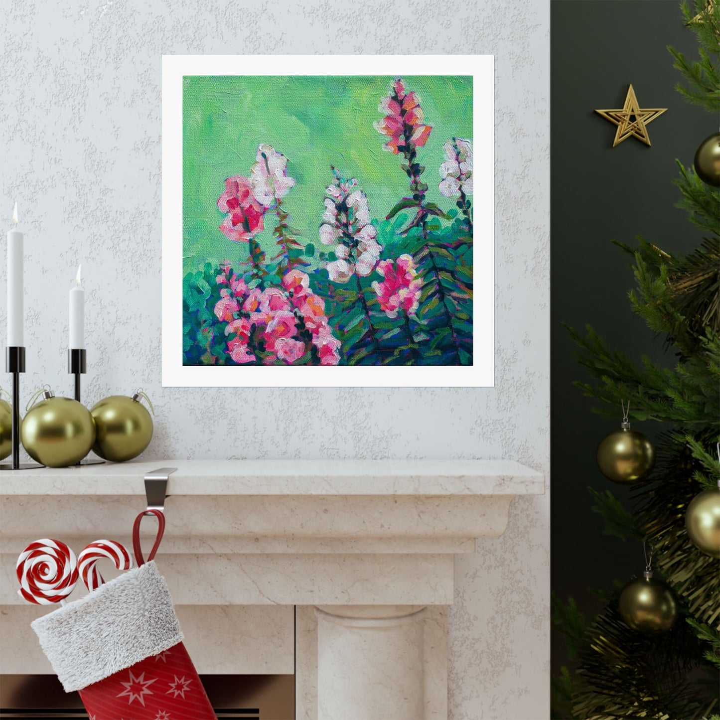 Snapdragons floral— Matte Paper Poster Reproduction