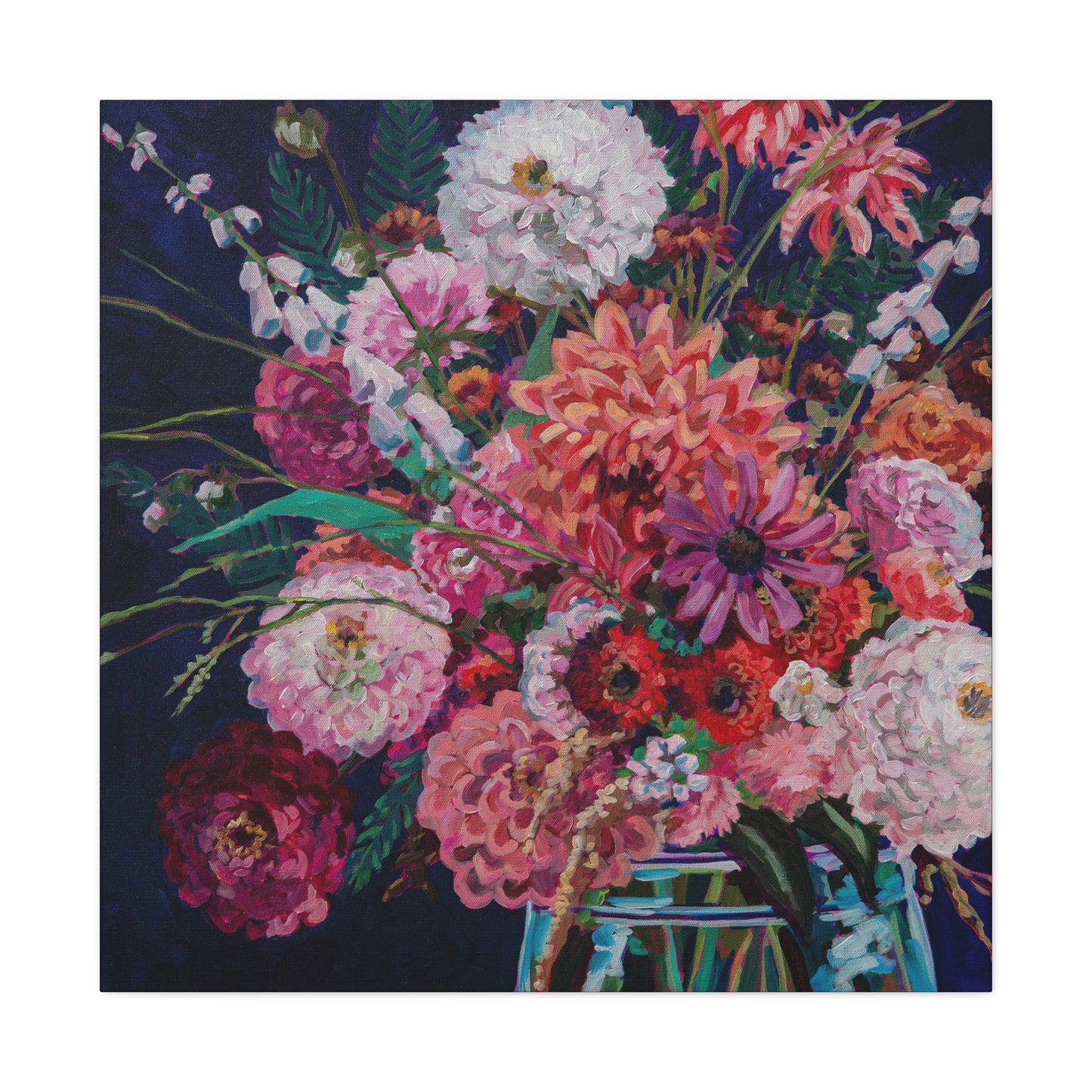 Fall Floral Still Life— Gallery Wrapped Canvas Reproduction with navy edges
