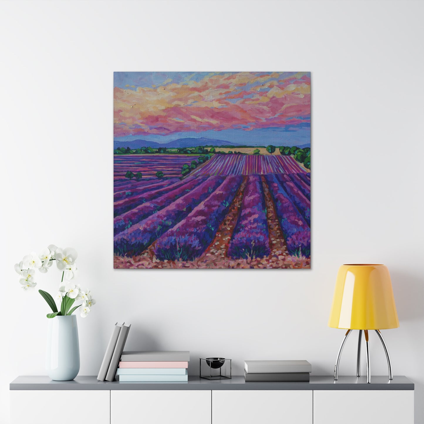 Lavender field at Sunset— Gallery Wrapped Canvas Reproduction
