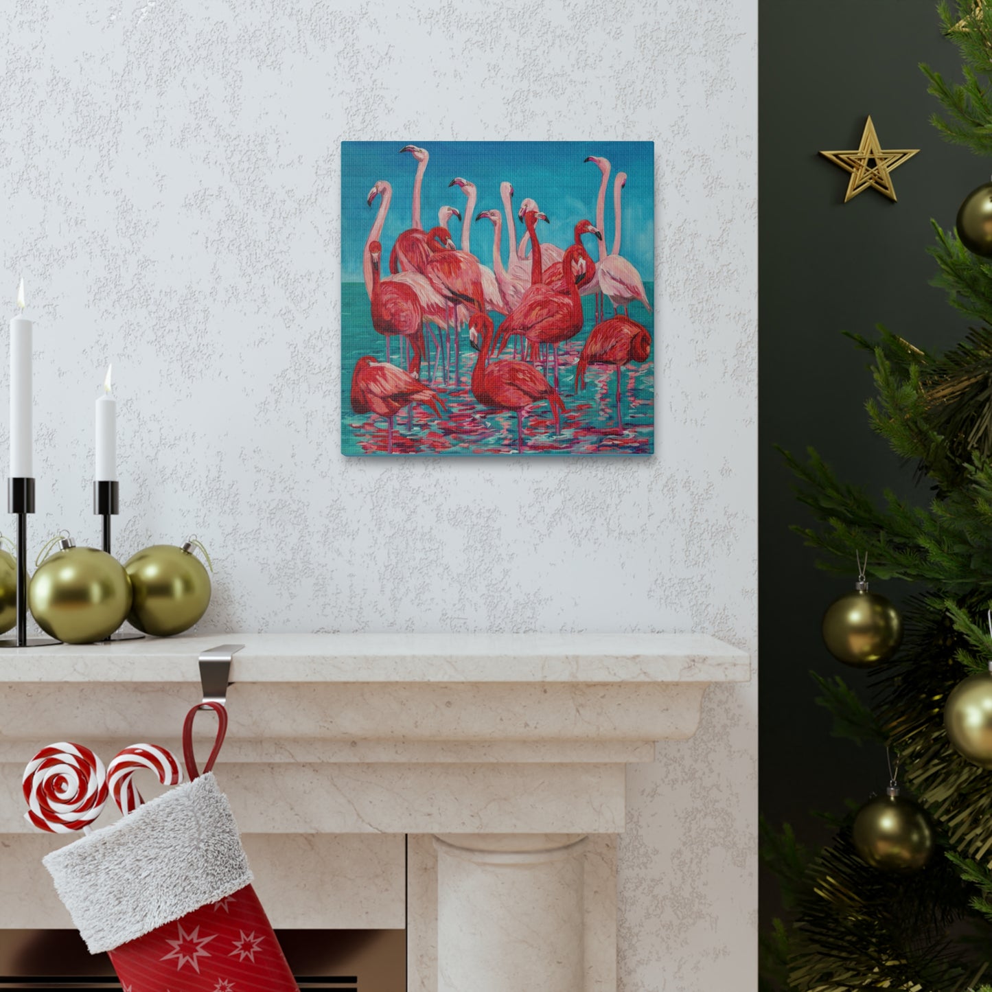 Flamboyance of Flamingos— Gallery Wrapped Canvas Reproduction