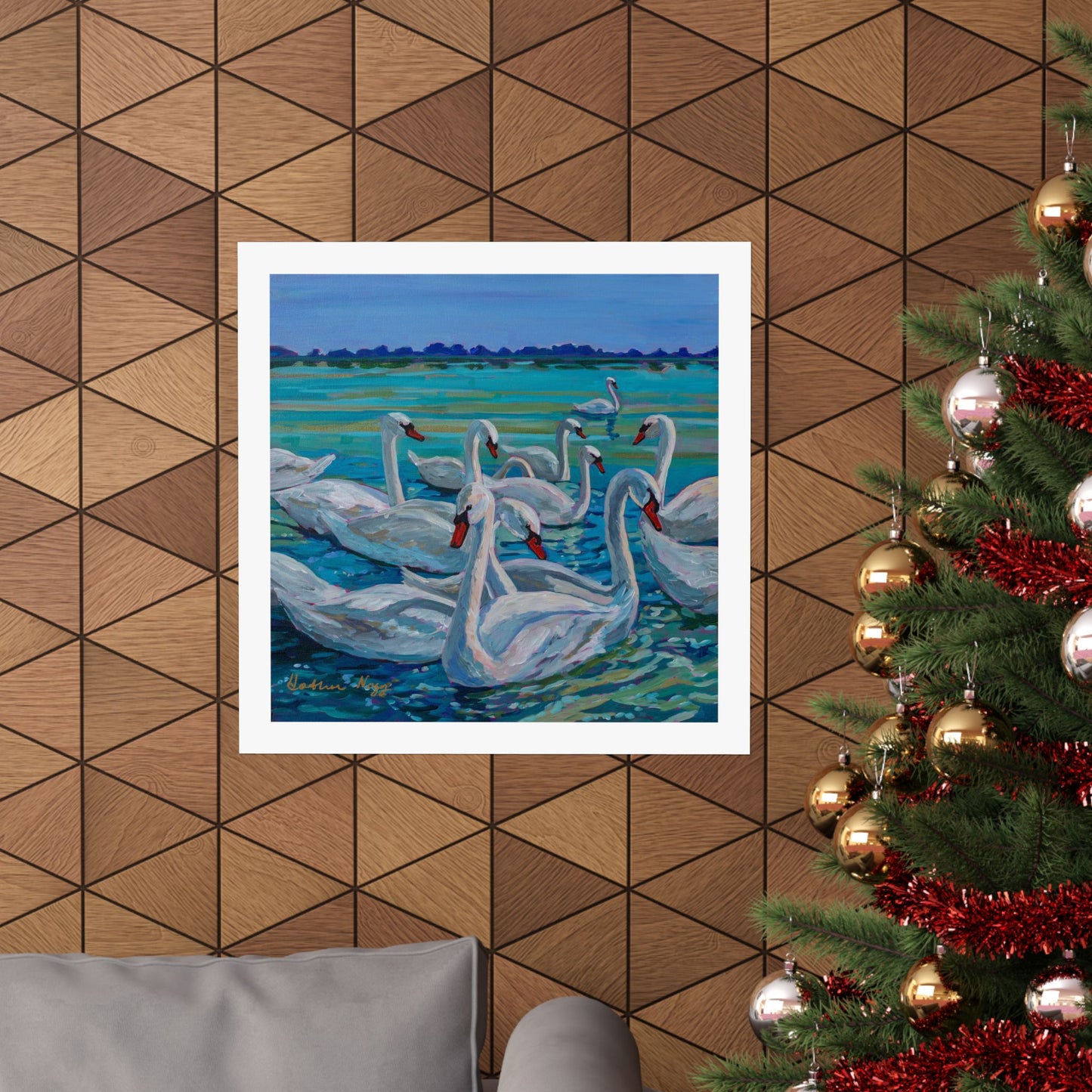 Bevy of Mute Swans— Matte Paper Poster Reproduction