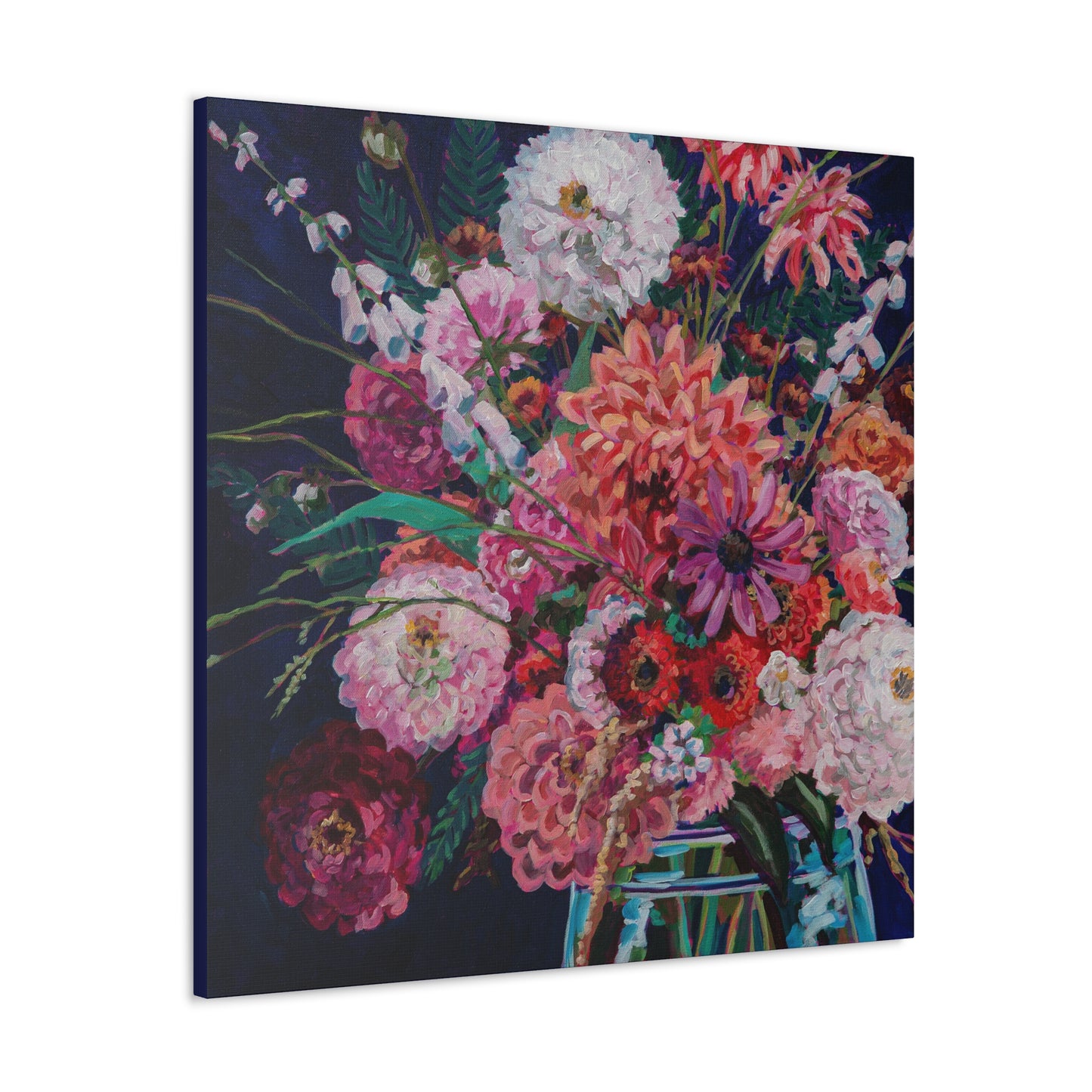 Fall Floral Still Life— Gallery Wrapped Canvas Reproduction with navy edges