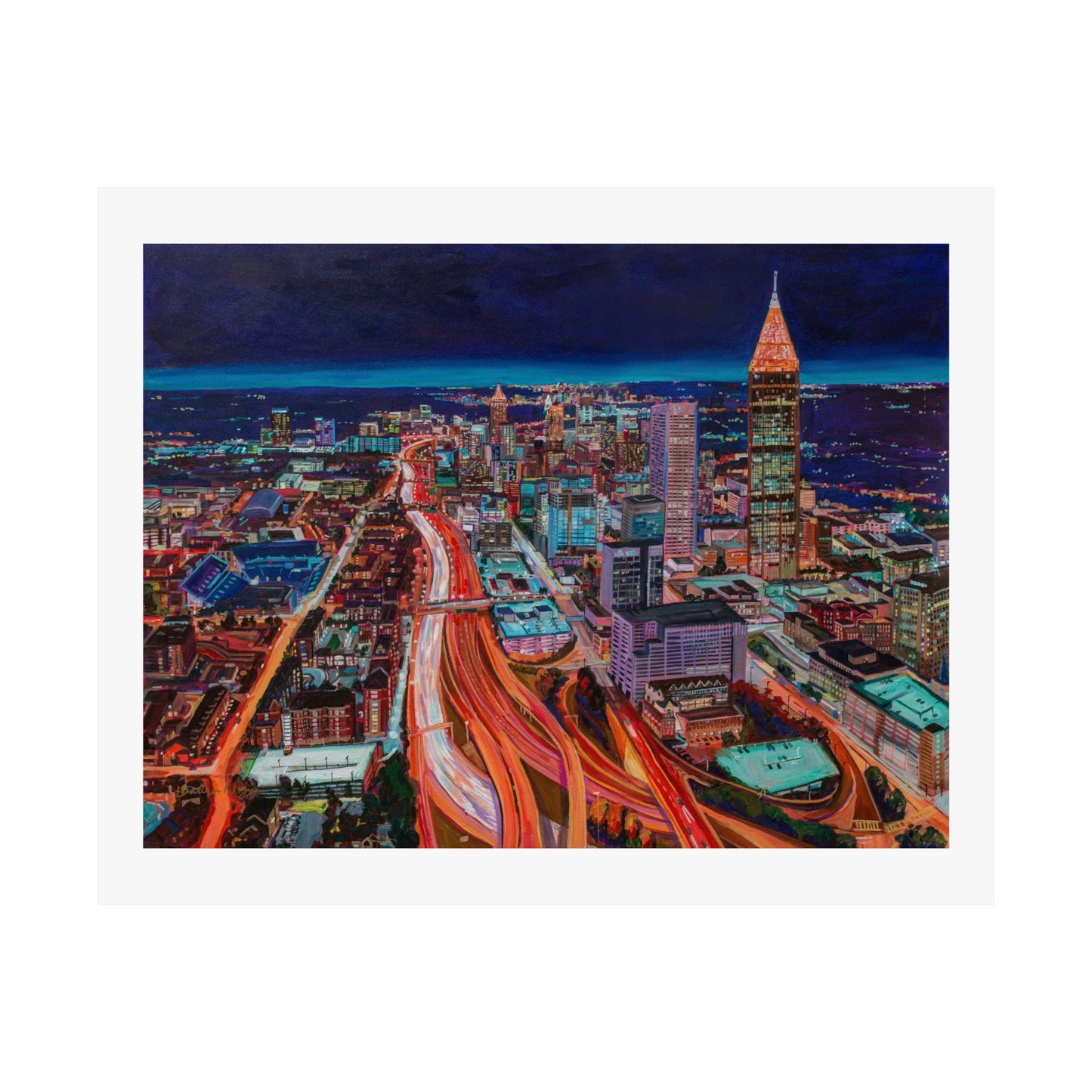 Atlanta Night Skyline—Matte Horizontal Fine Art Poster Reproductions