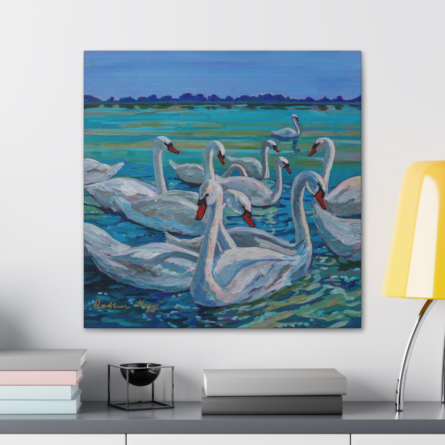 Bevy of Mute Swans— Gallery Wrapped Canvas Reproduction