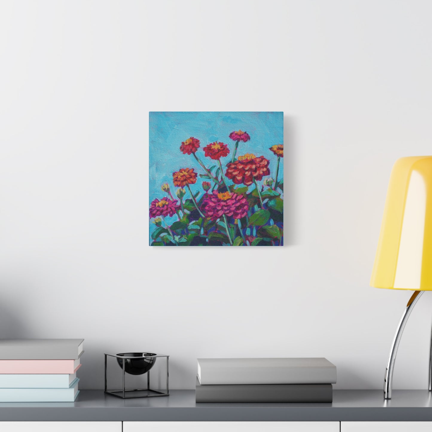 Happy Zinnias Floral—Matte Canvas, Stretched, 1.25"