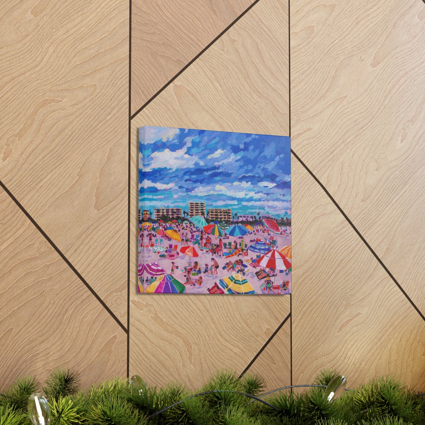 Busy Relaxing Beach Right Panel— Gallery Wrapped Canvas Reproductions