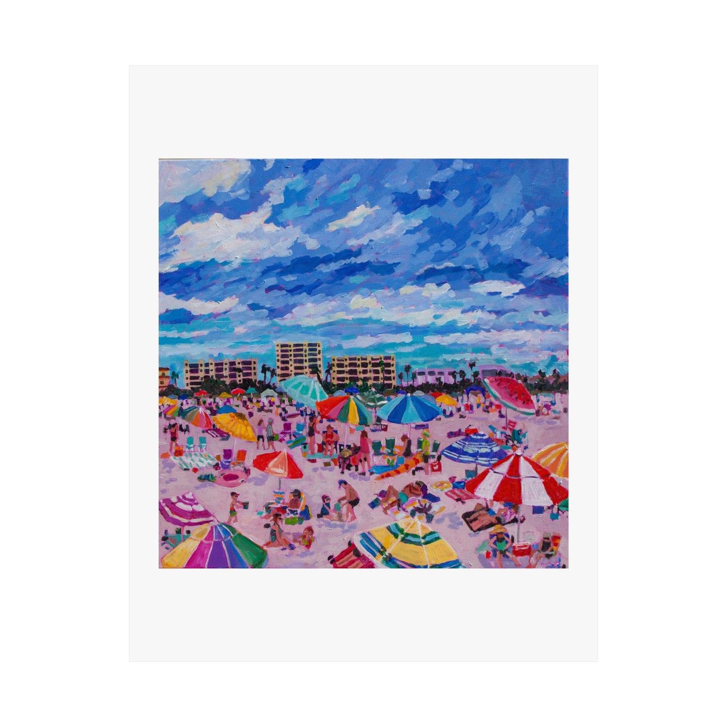 Busy Relaxing Beach Right Panel— Matte Paper Poster Reproduction