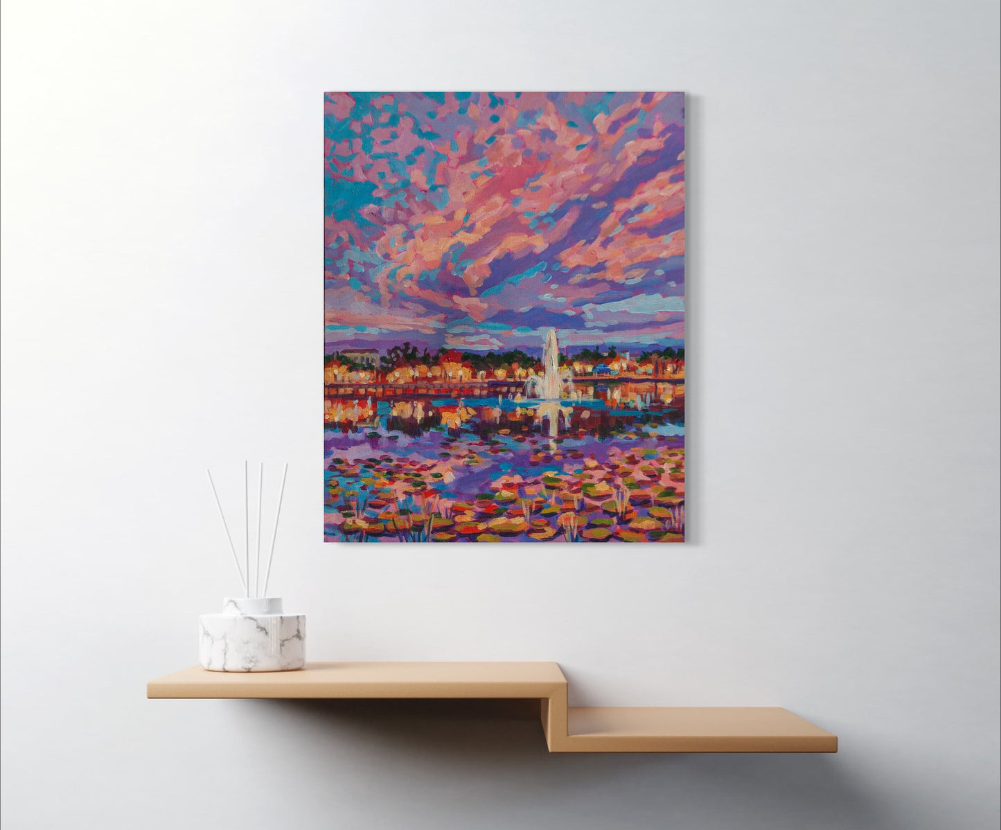Dusk at Lake Lily Park painting