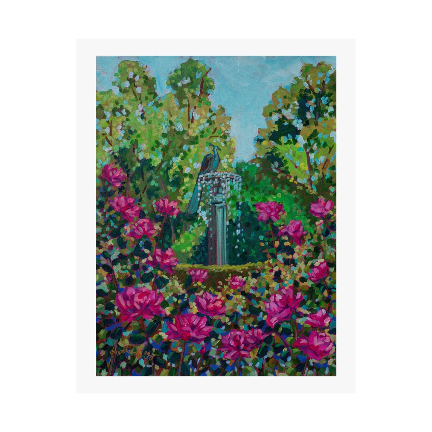 Peacock Fountain in the Rose Garden, Winter Park — Fine Art Matte Paper Reproduction