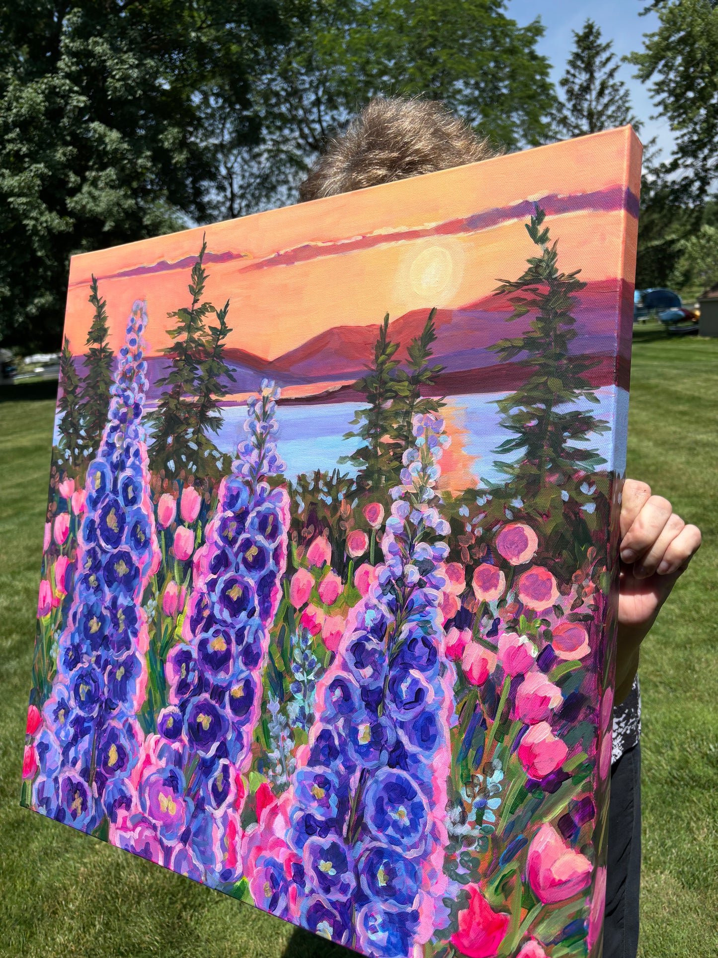Wonder garden series- Delphinium trio—Matte Canvas, Stretched, 1.25"