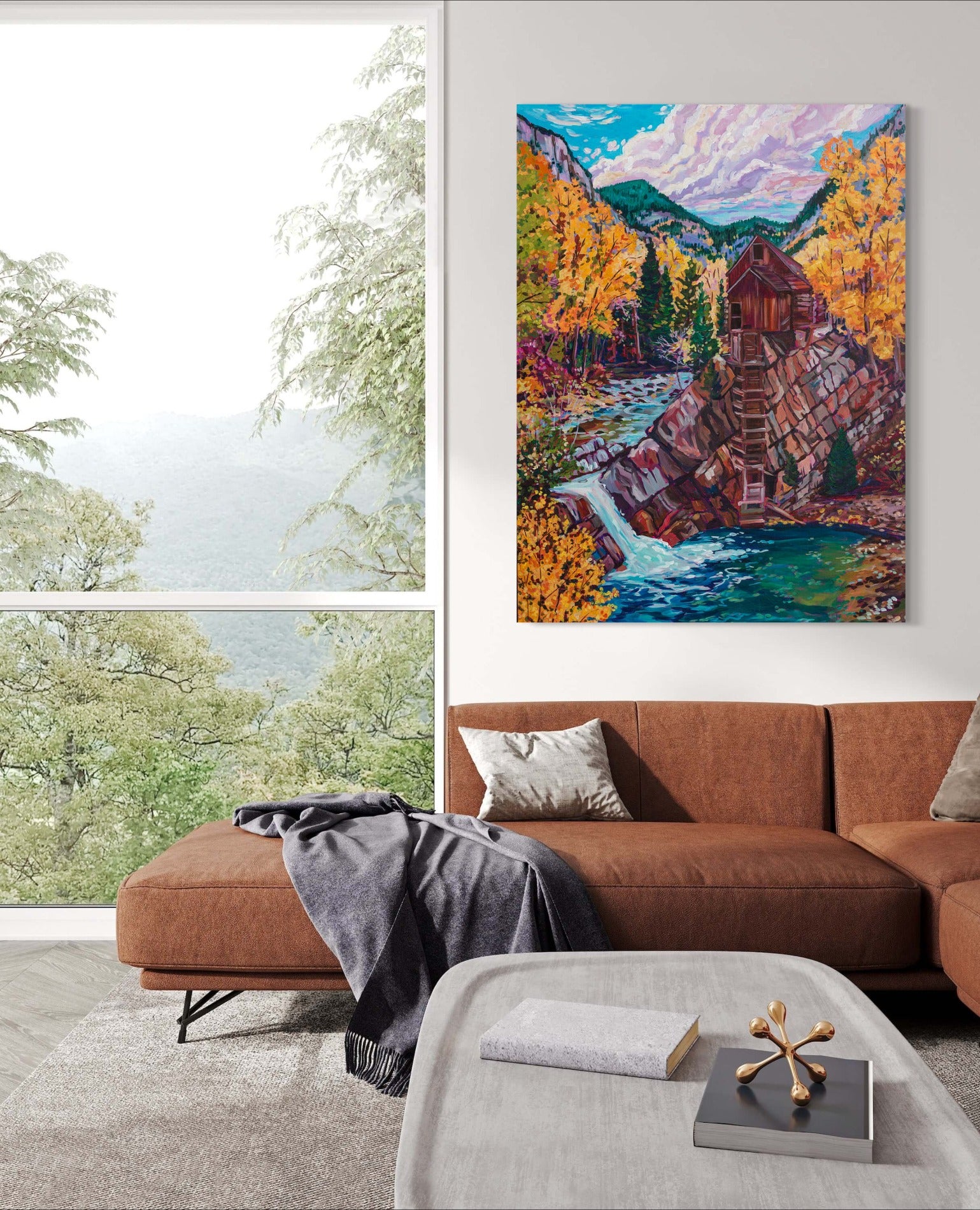 Old Crystal Mill in Colorado painting in modern living room