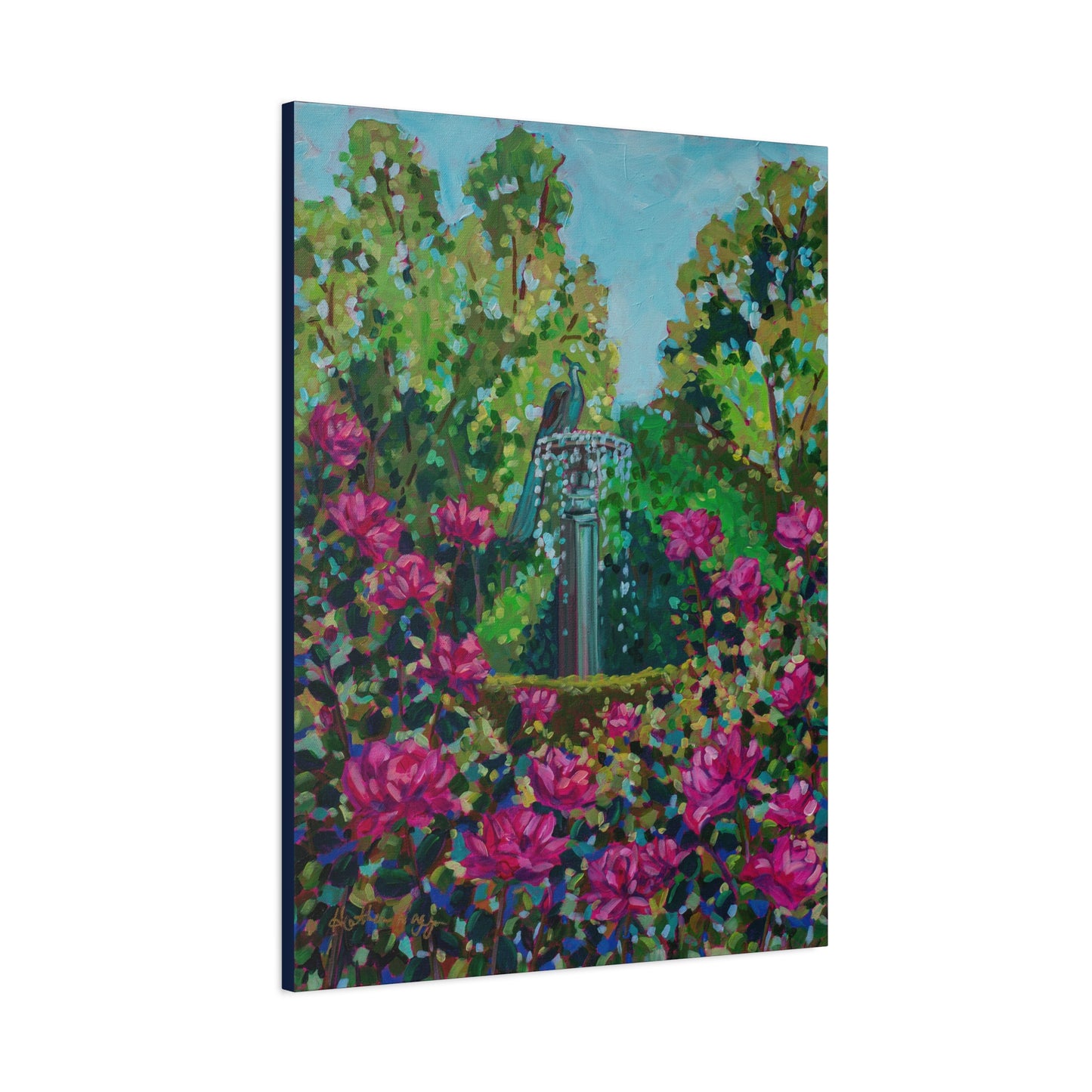 Peacock Fountain in the Rose Garden, Winter Park—Matte Canvas, Stretched, 1.25"