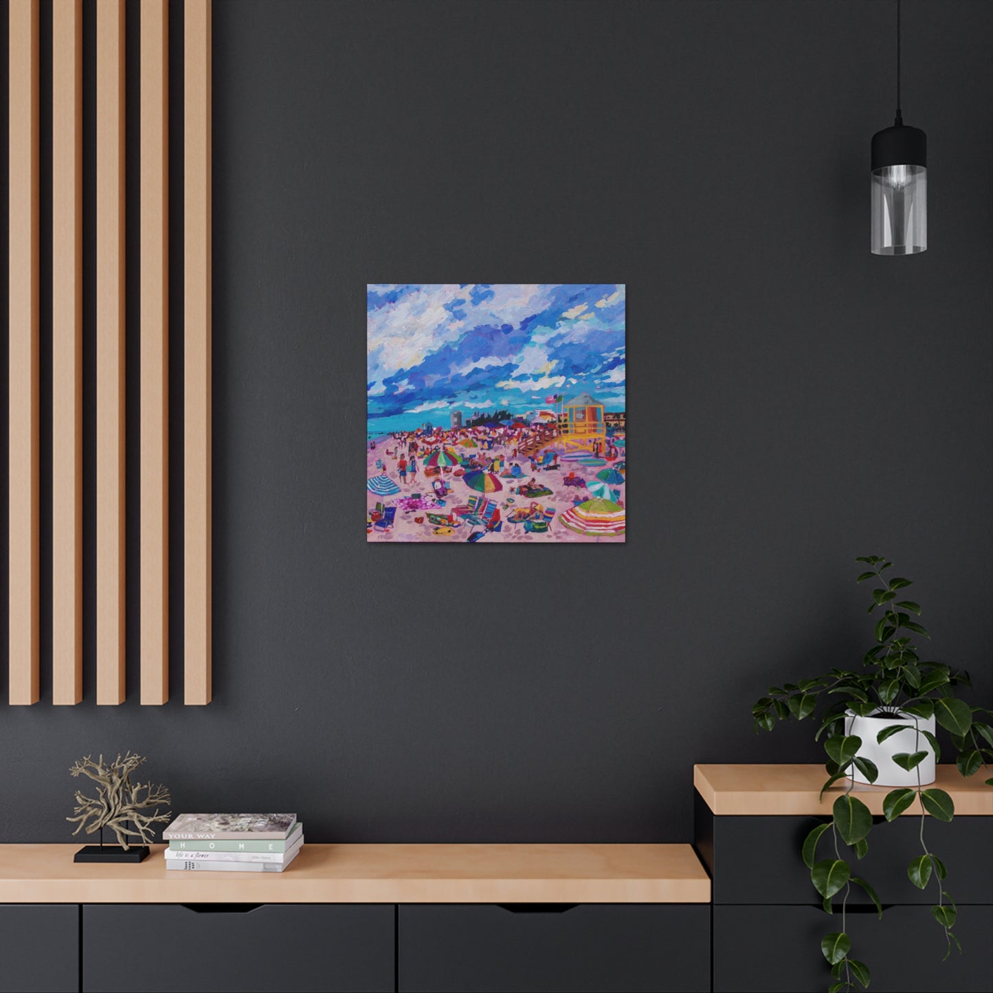 Busy Relaxing Beach Middle Panel— Gallery Wrapped Canvas Reproductions