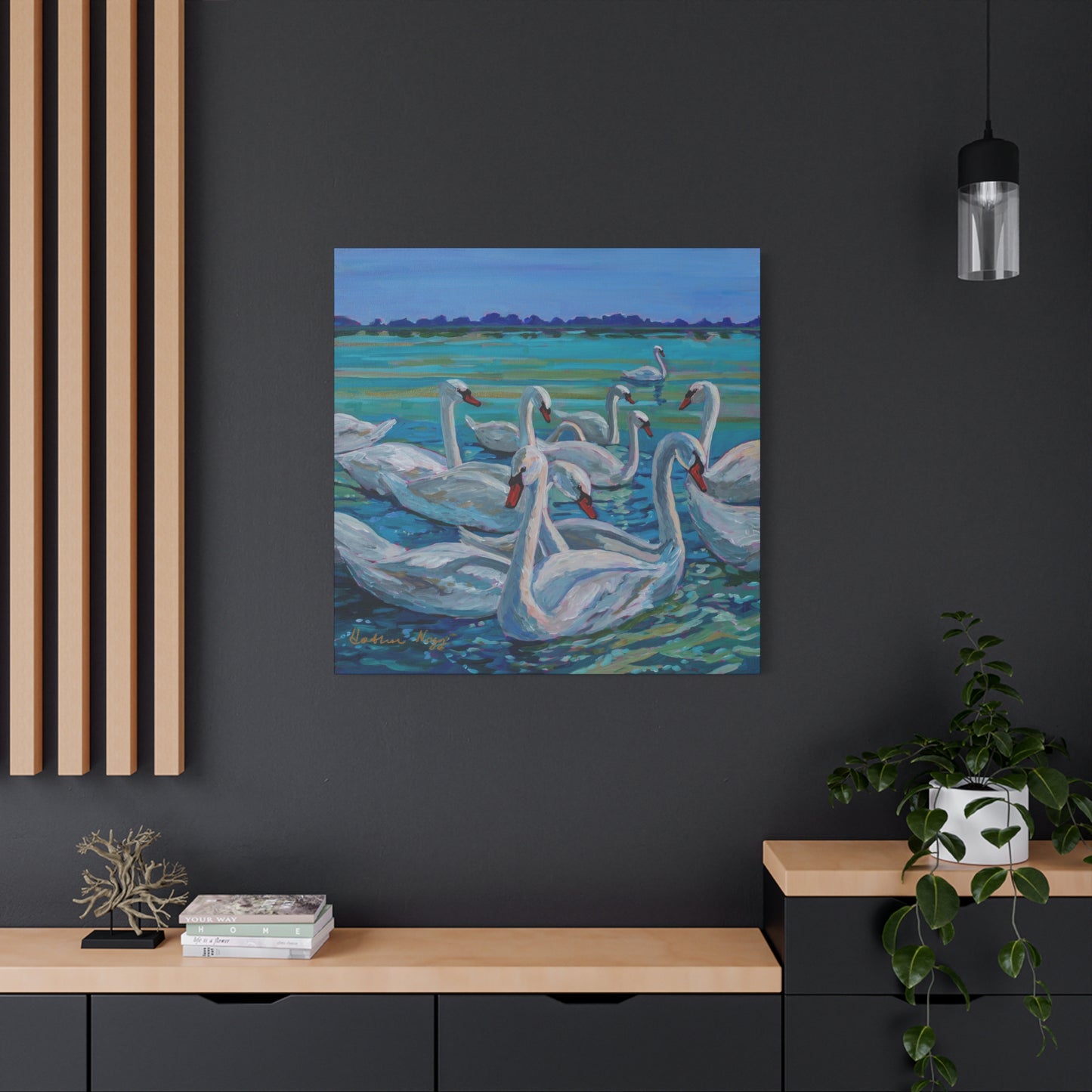 Mute Swan Family—Matte Canvas, Stretched, 1.25"