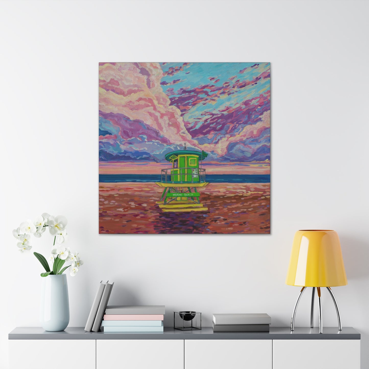 Green lifeguard station Miami Beach— Gallery Wrapped Canvas Reproductions