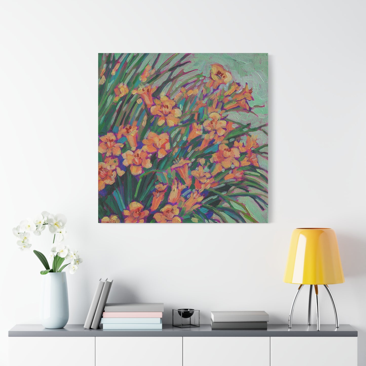 Yellow Daylilies Floral —Matte Canvas, Stretched, 1.25"