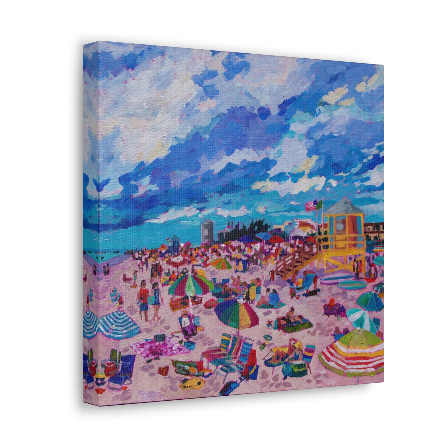 Busy Relaxing Beach Middle Panel— Gallery Wrapped Canvas Reproductions