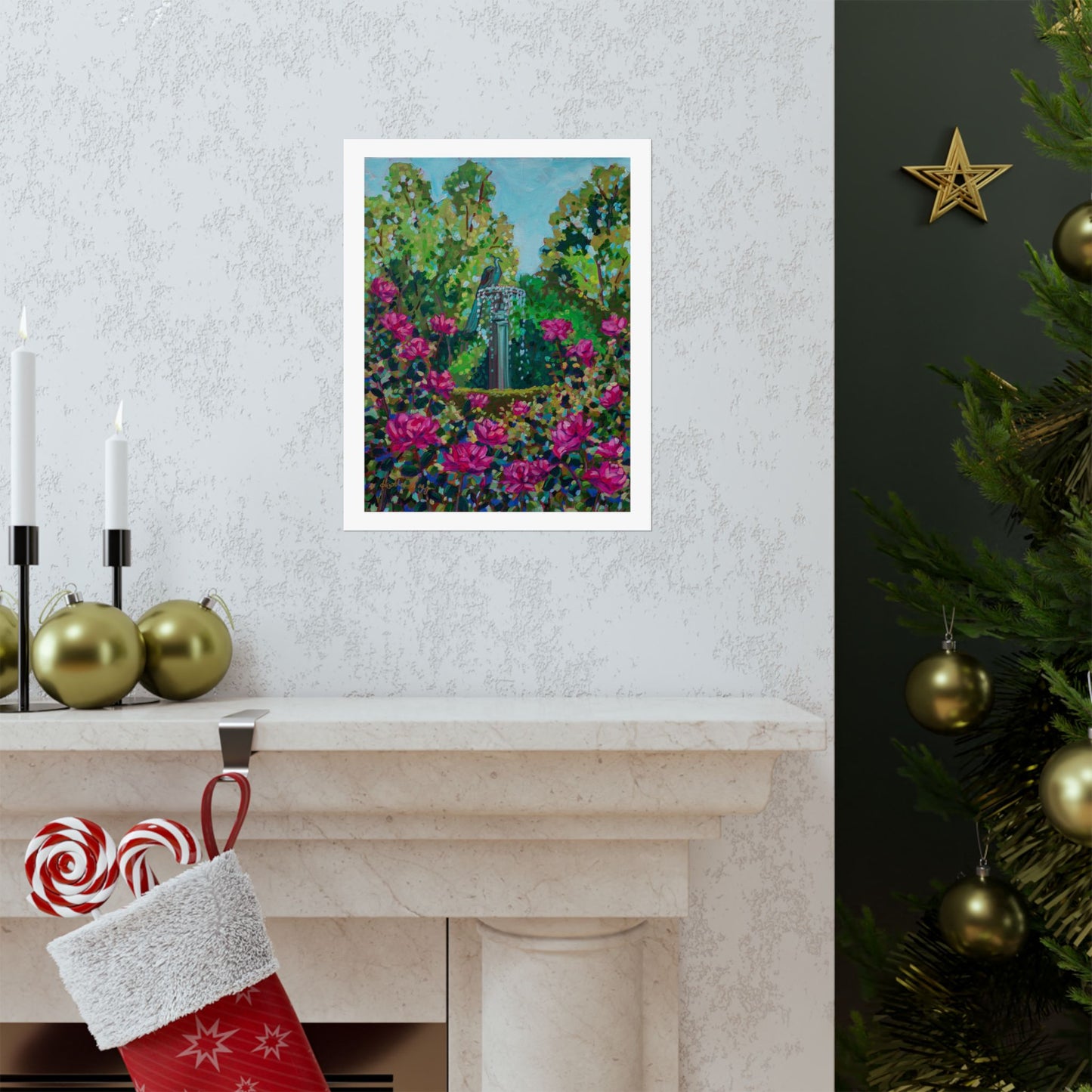 Peacock Fountain in the Rose Garden, Winter Park — Fine Art Matte Paper Reproduction