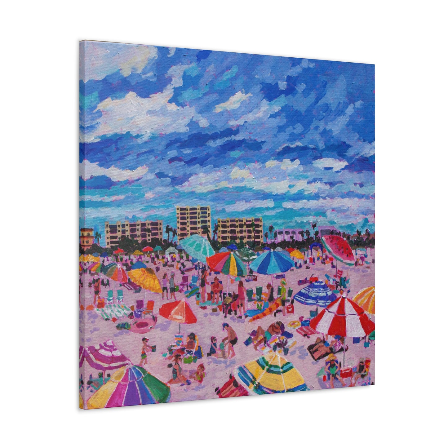 Busy Relaxing Beach Right Panel— Gallery Wrapped Canvas Reproductions
