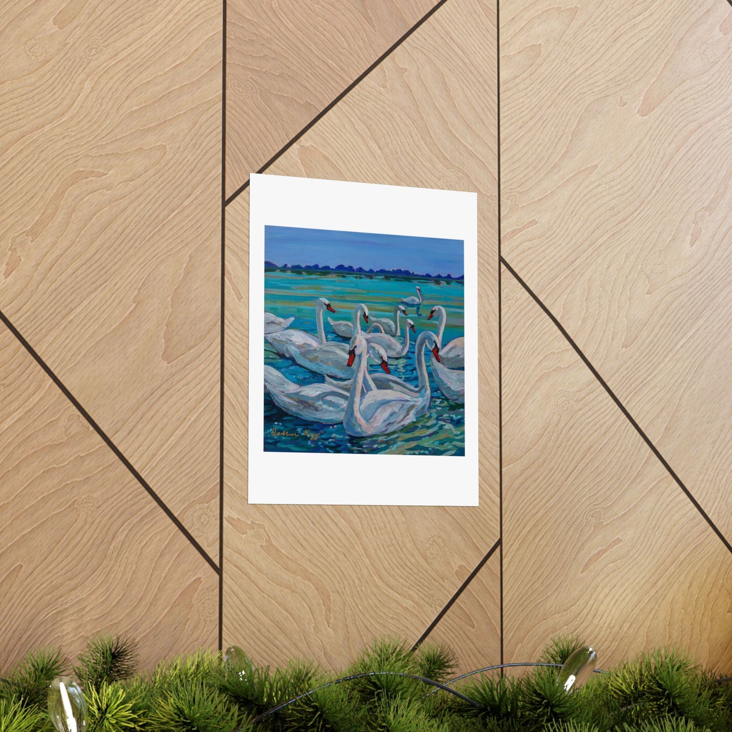 Bevy of Mute Swans— Matte Paper Poster Reproduction
