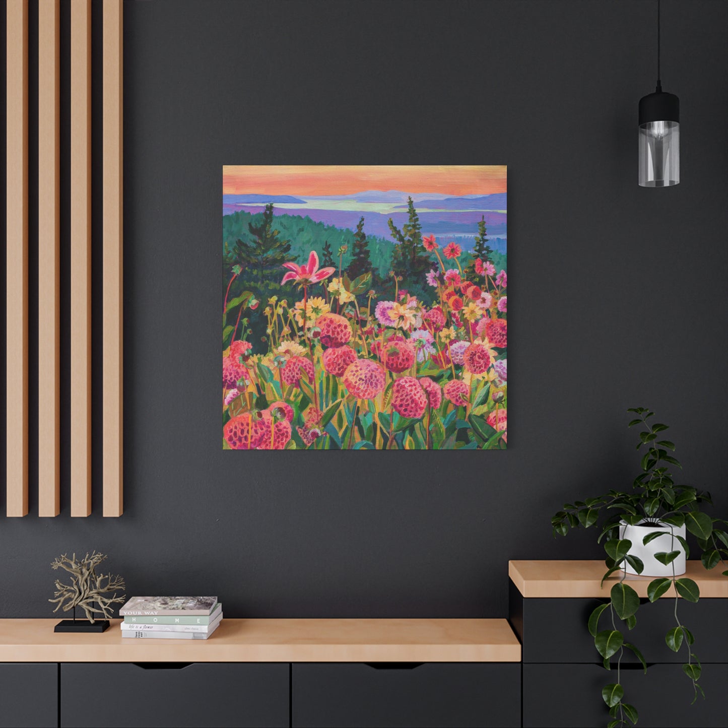 Wonder garden series- Dahlias—Matte Canvas, Stretched, 1.25"
