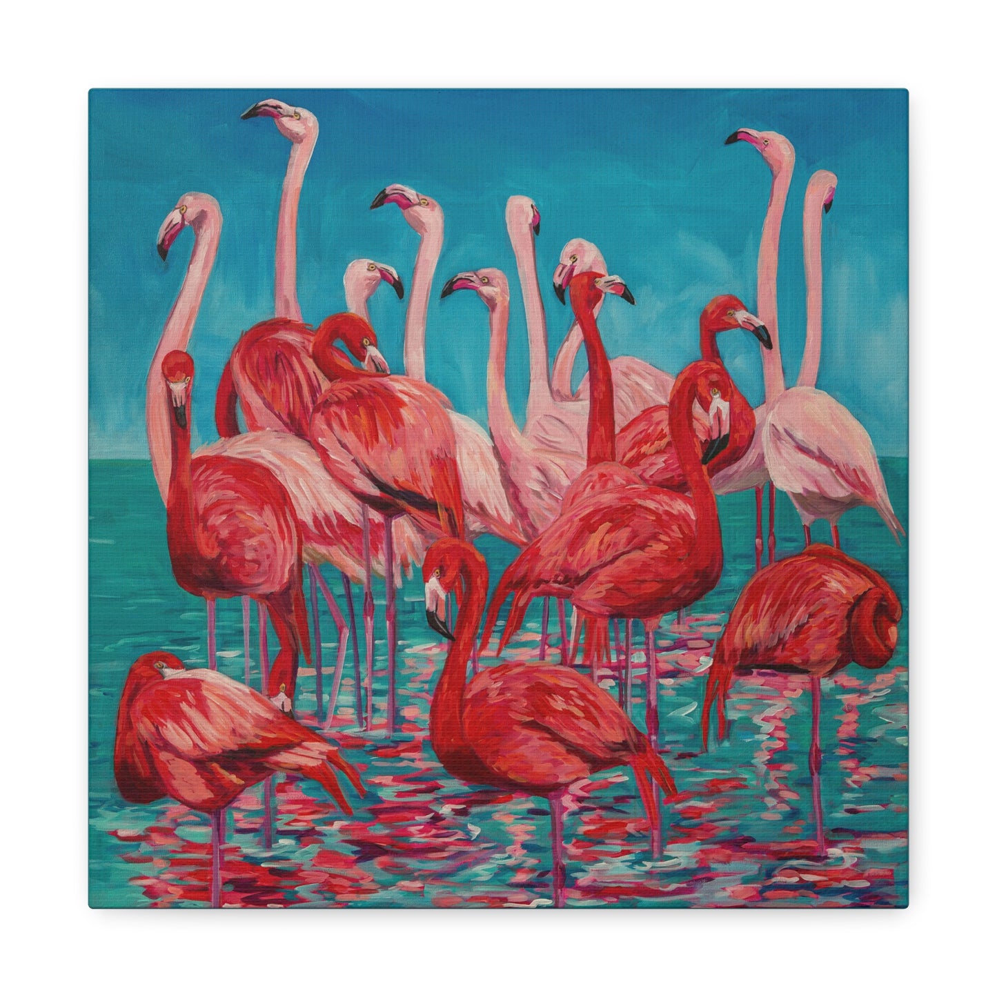 Flamboyance of Flamingos— Gallery Wrapped Canvas Reproduction