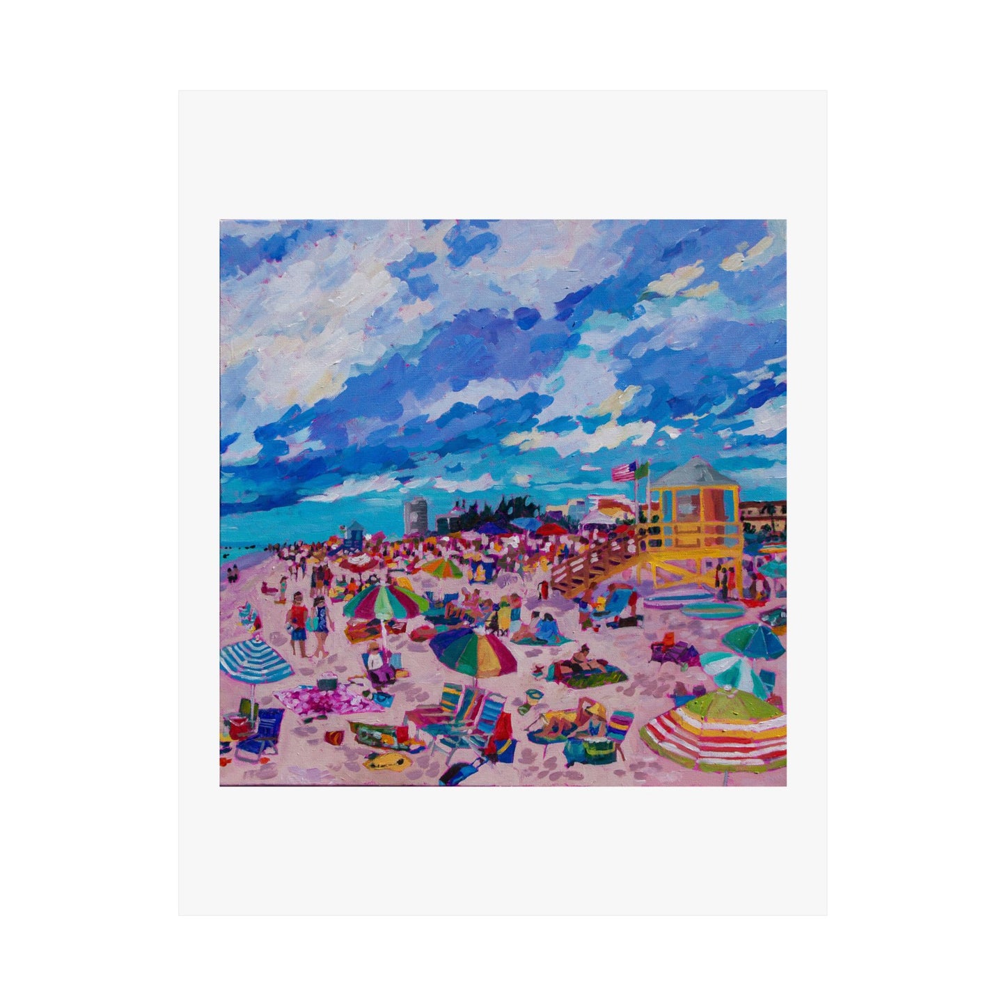 Busy Relaxing Beach Middle Panel— Matte Paper Poster Reproduction