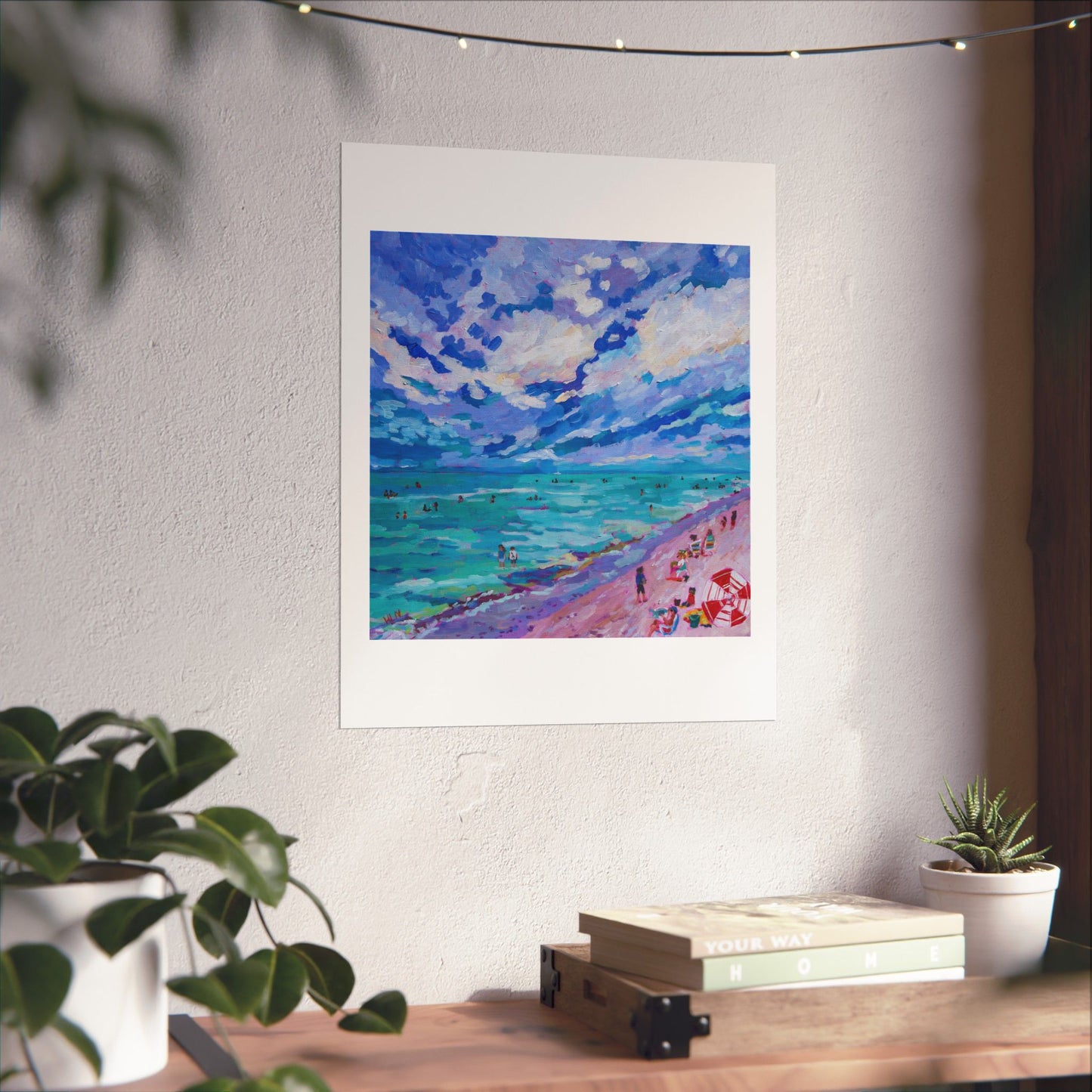 Busy Relaxing Beach Left Panel— Matte Paper Poster Reproduction