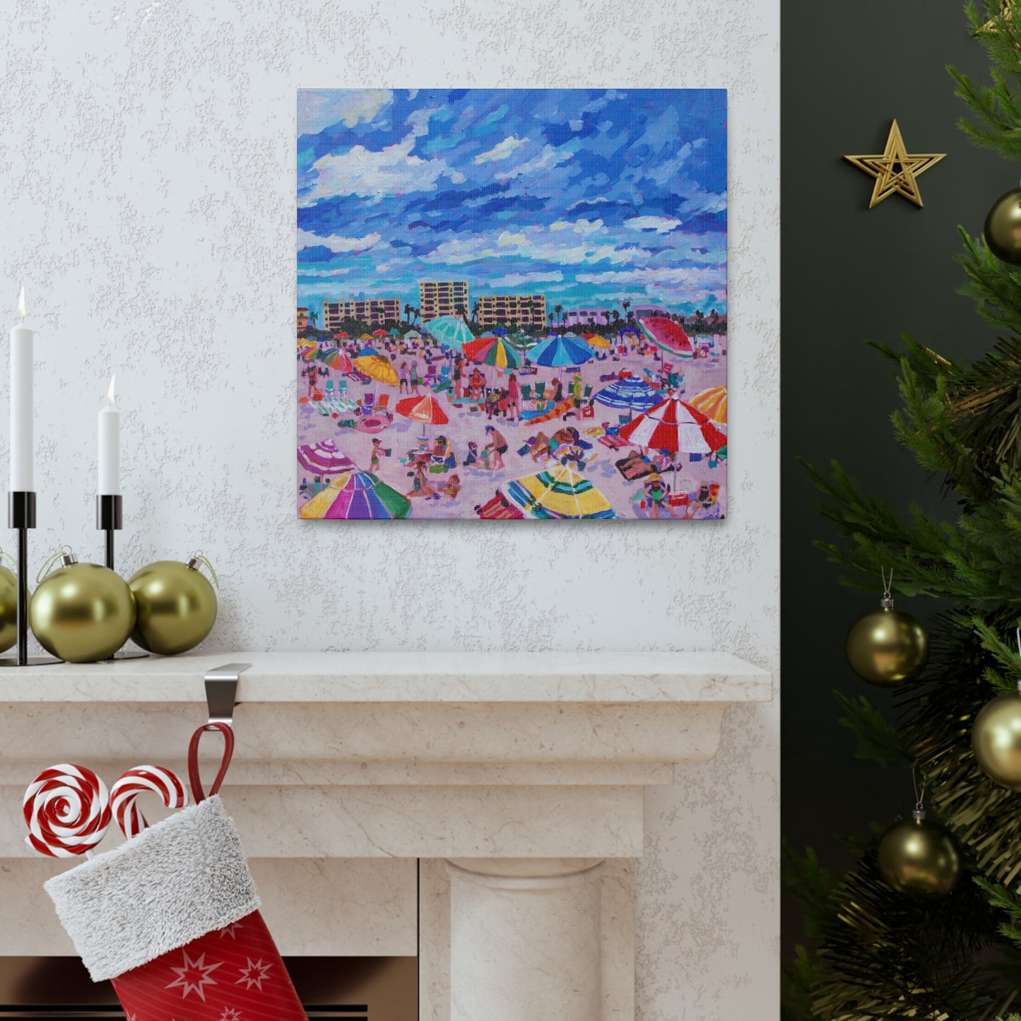 Busy Relaxing Beach Right Panel— Gallery Wrapped Canvas Reproductions