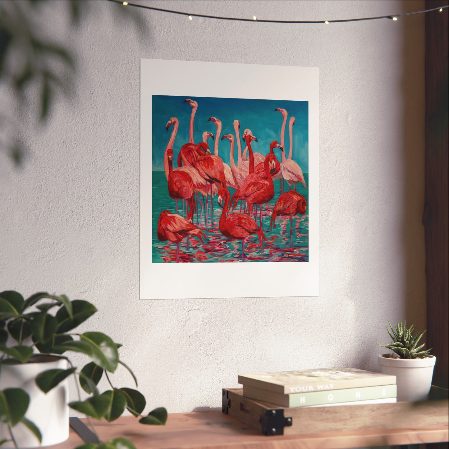 Flamboyance of Flamingos— Matte Paper Poster Reproduction