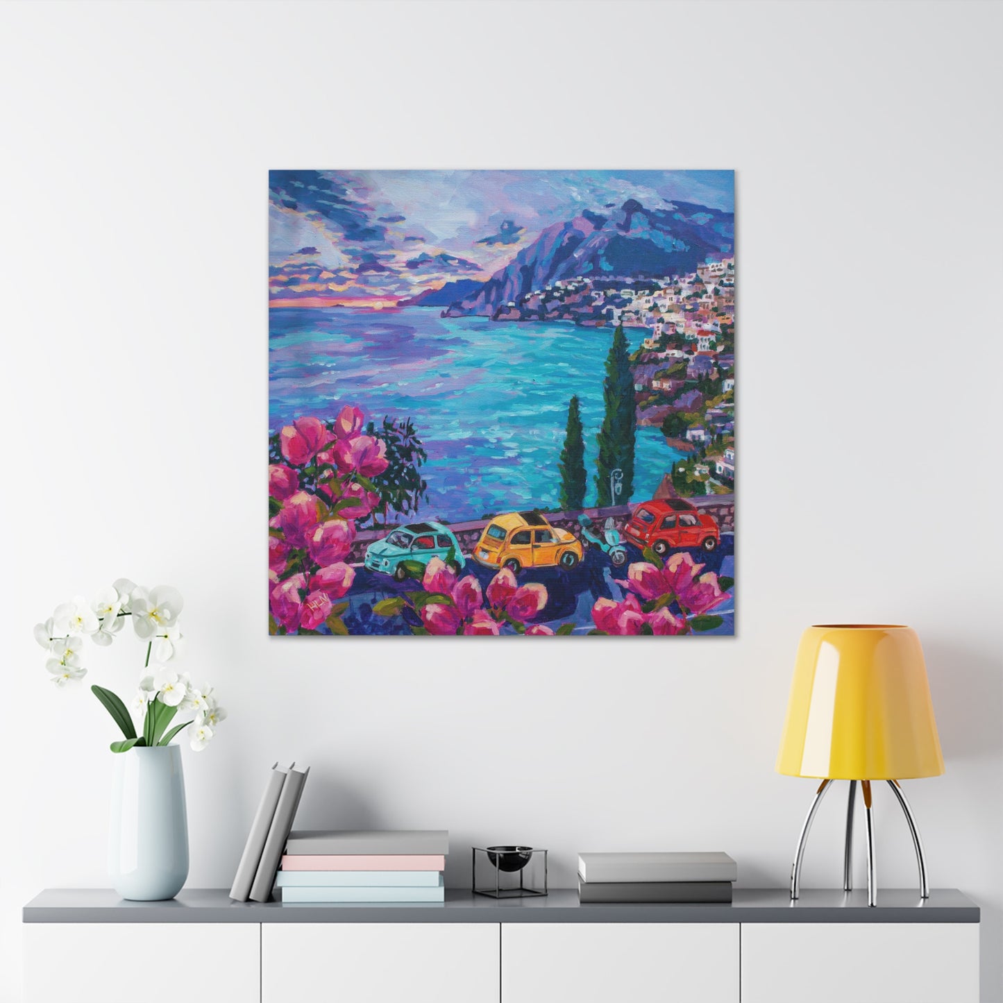 Fiats at Arienzo, Positano— Gallery Wrapped Canvas Reproduction