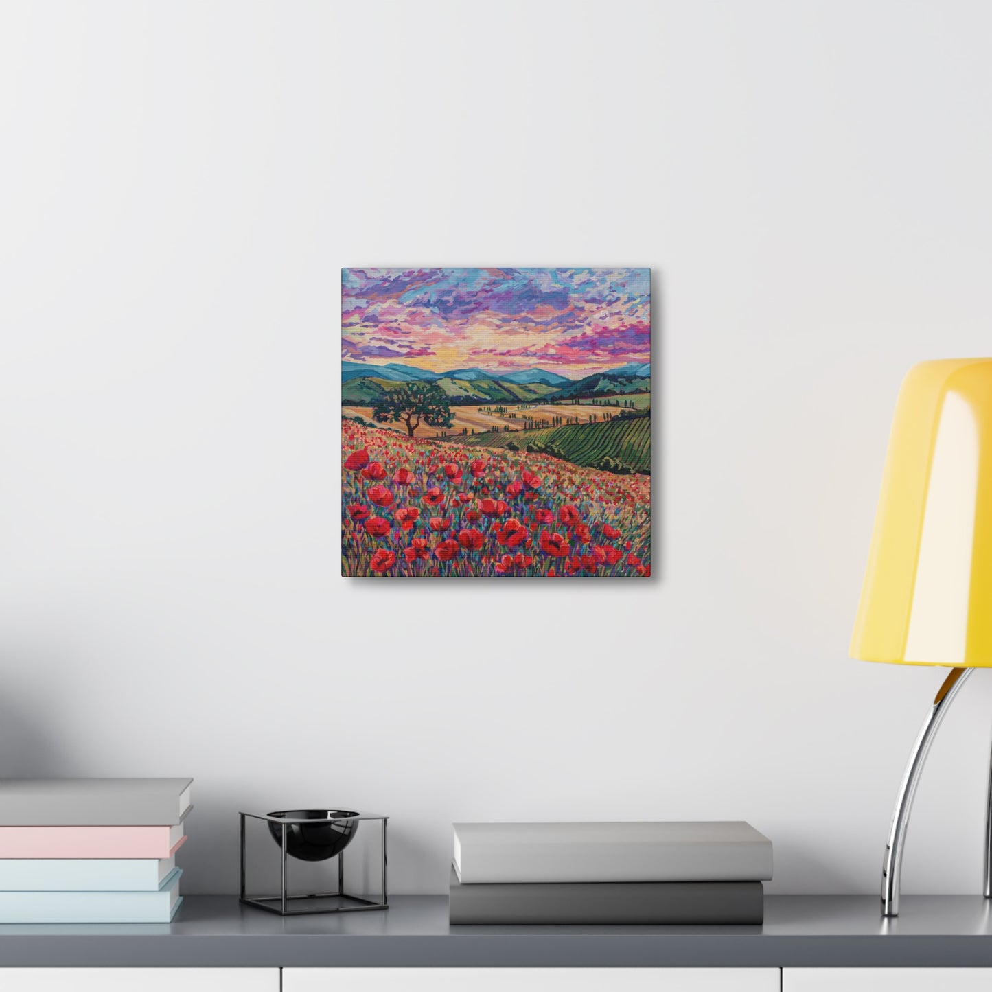Tuscan Poppies and Poplars— Gallery Wrapped Canvas Reproduction