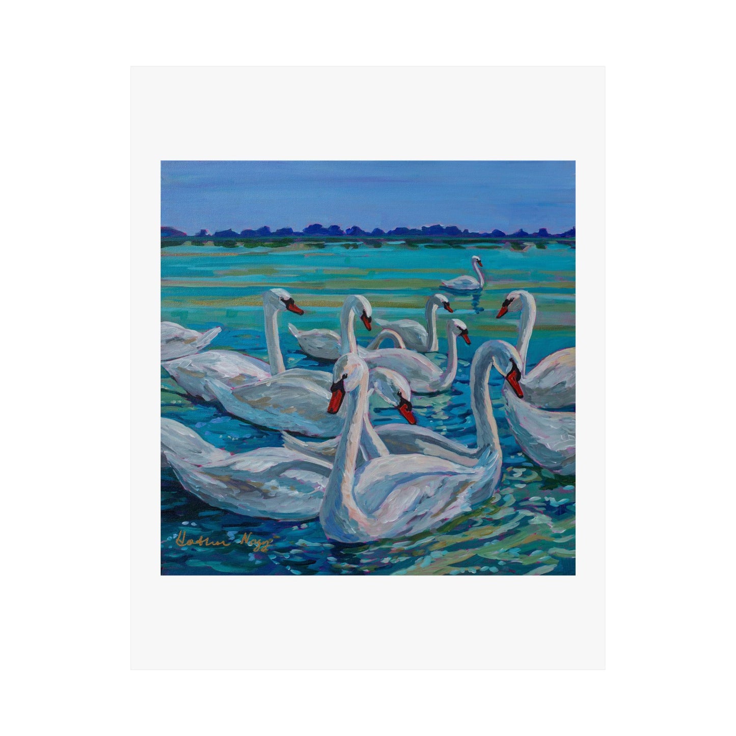 Bevy of Mute Swans— Matte Paper Poster Reproduction