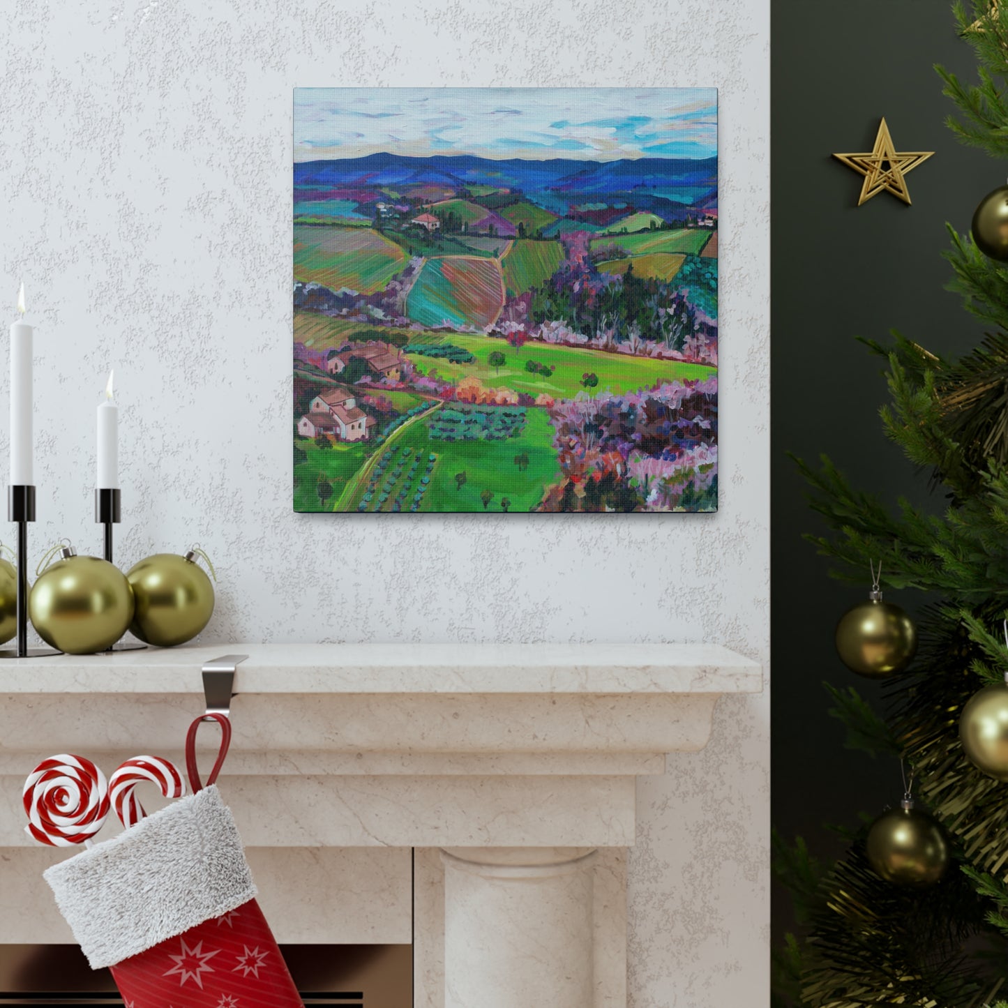 Rolling Tuscan farmland, Italy-Left Panel— Gallery Wrapped Canvas Reproduction
