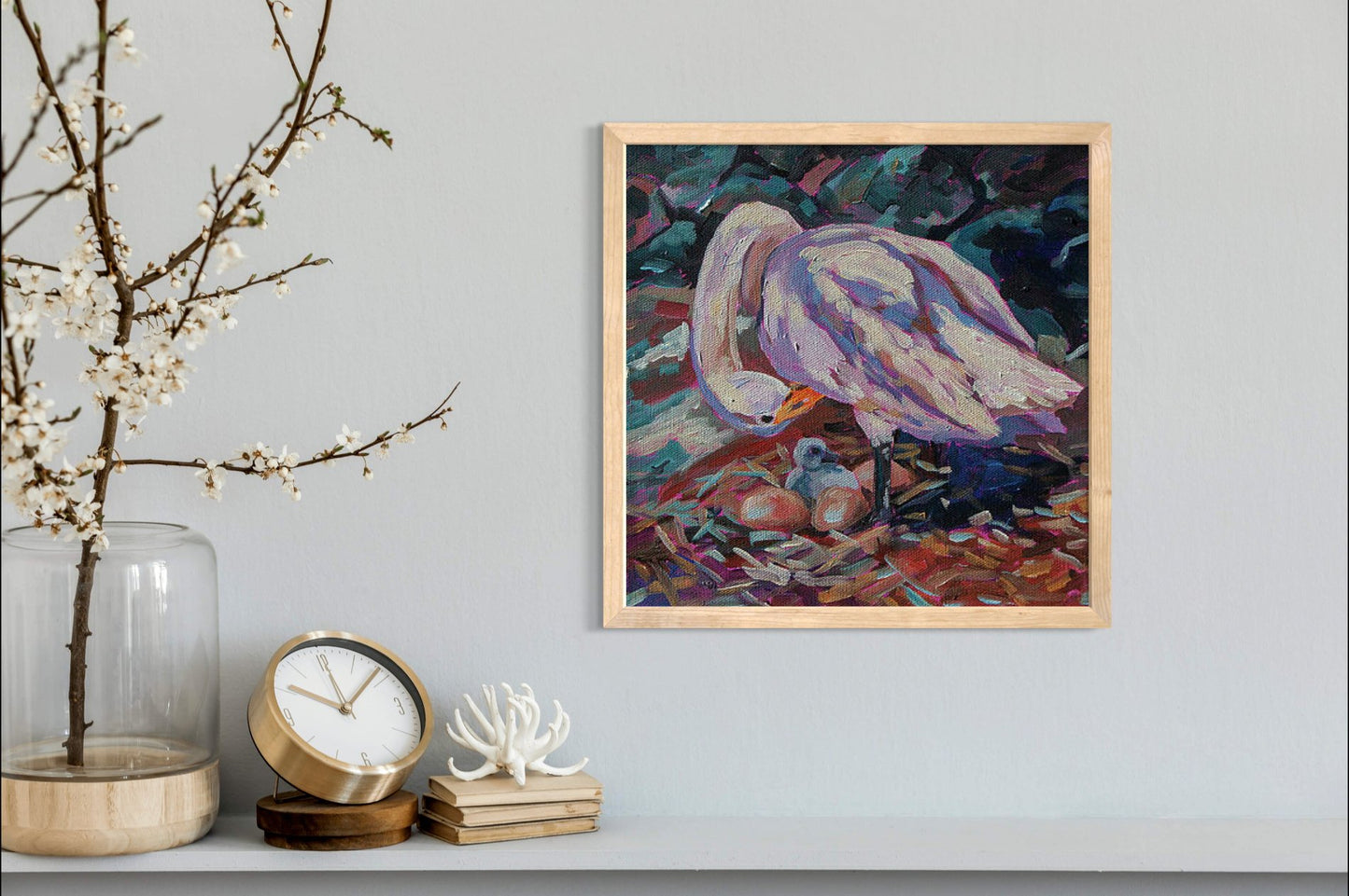 Mother Whopper swan, 10x10 original paintings