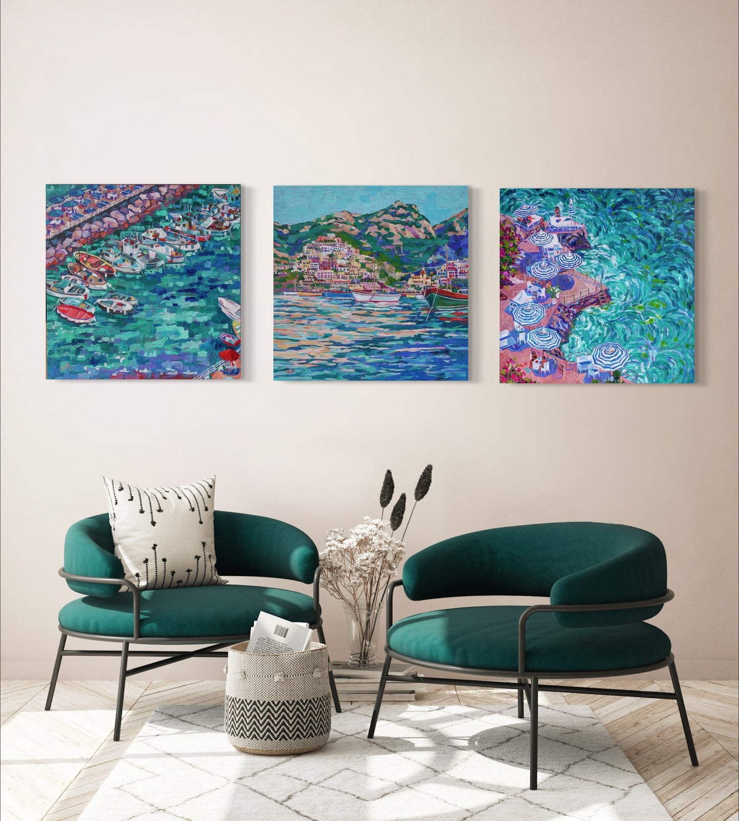 Sorrento Harbor, Amalfi Coast Italy original painting