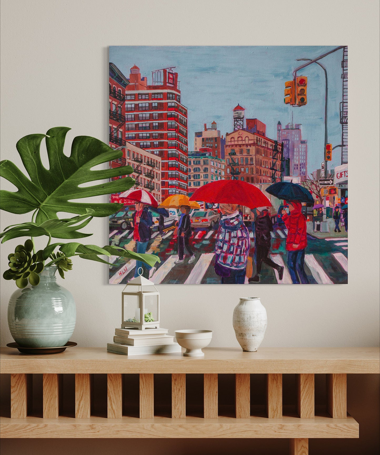 Rainy Day in Chinatown NYC original painting