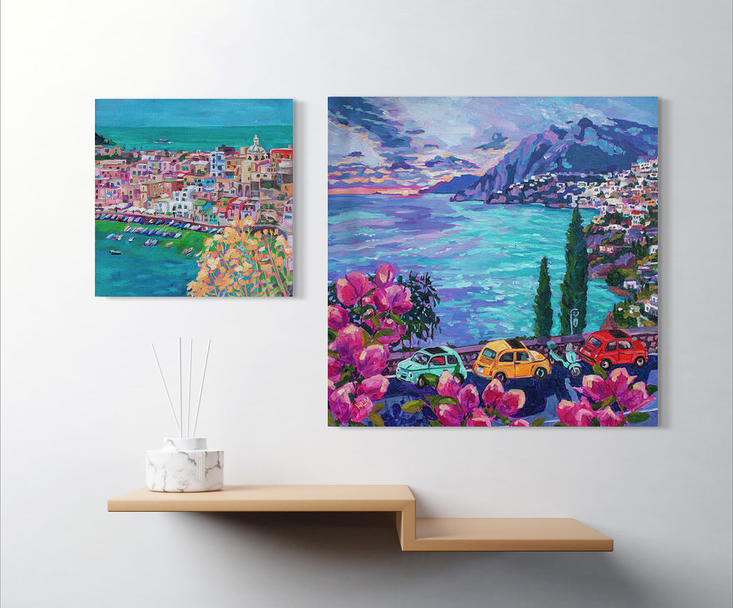Harbor of Procida, Italy original painting