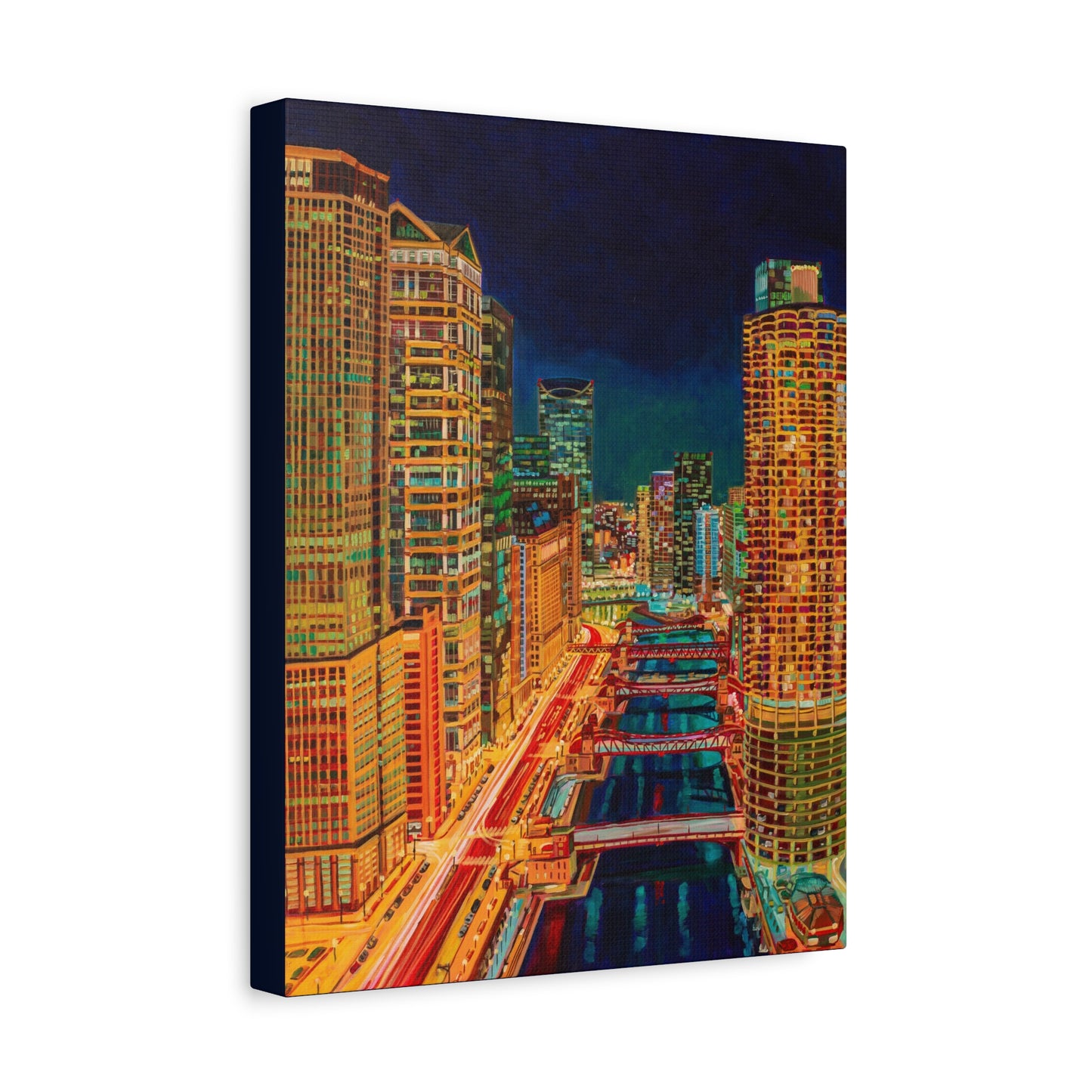 Nightfall in the Loop-Chicago—Matte Canvas, Stretched, 1.25"