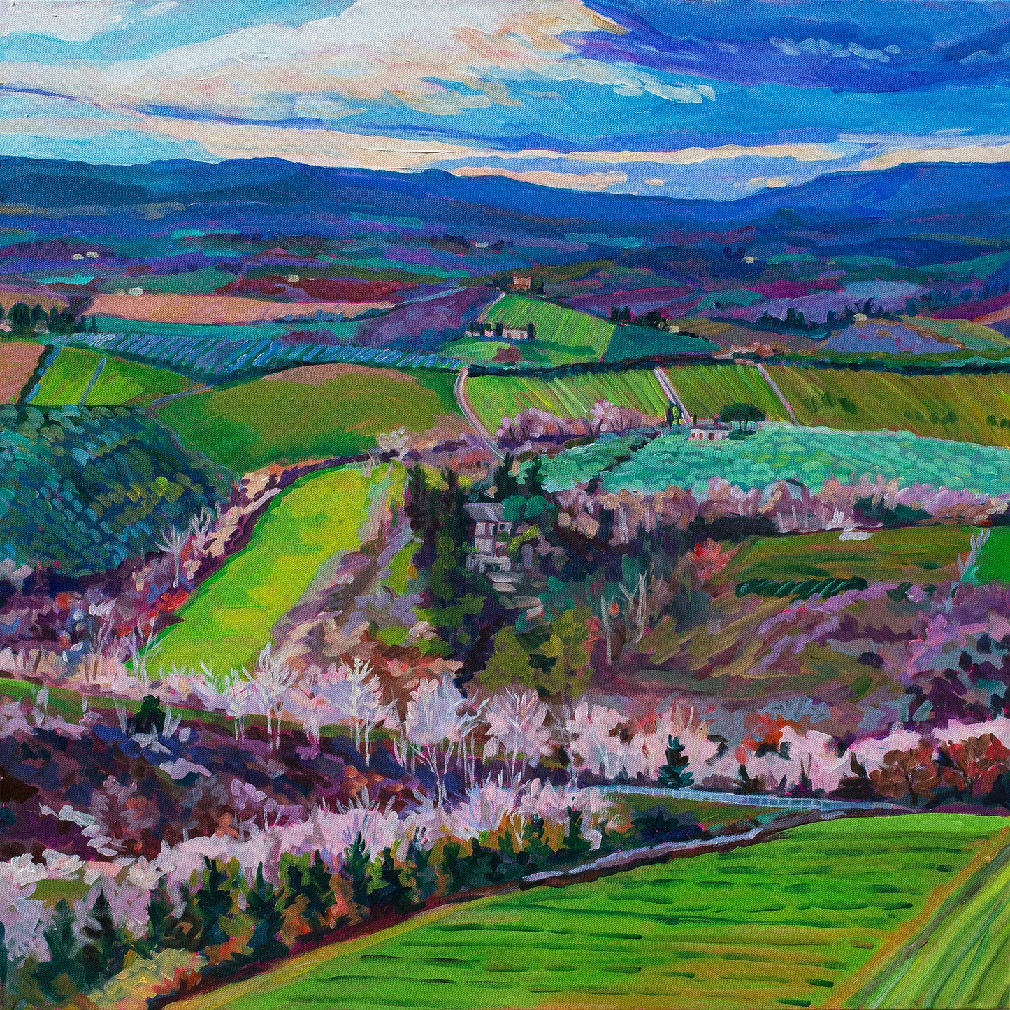 Rolling Tuscan Farmland Panoramic Triptych