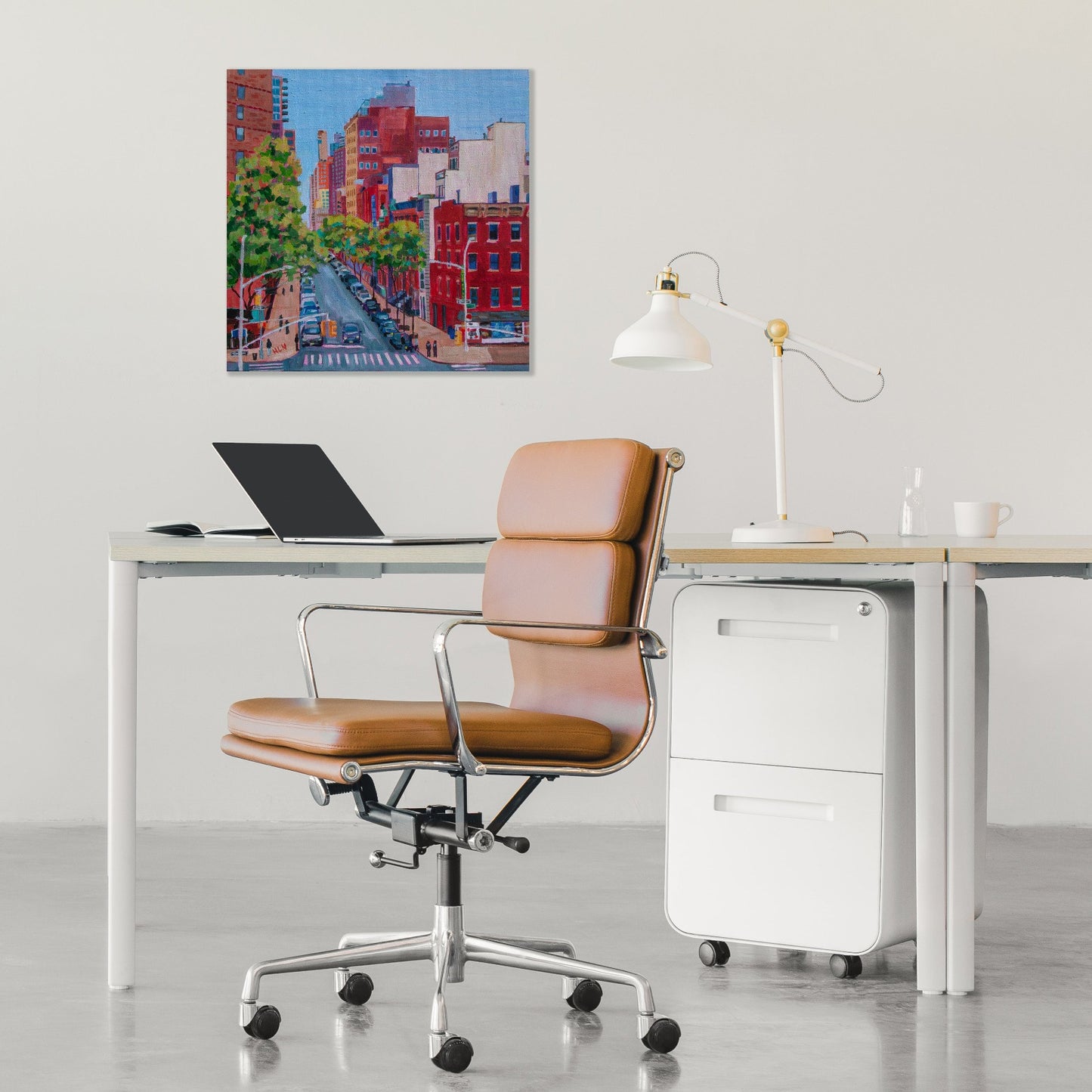 NYC city scape in modern office