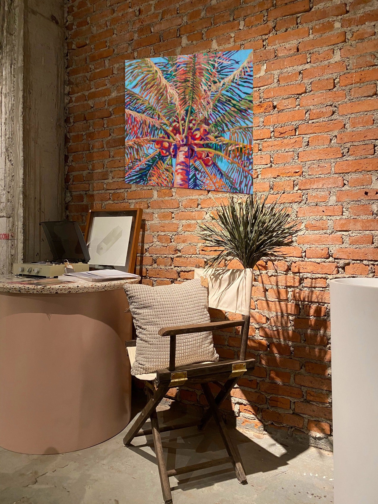 Palm tree painting in studio space