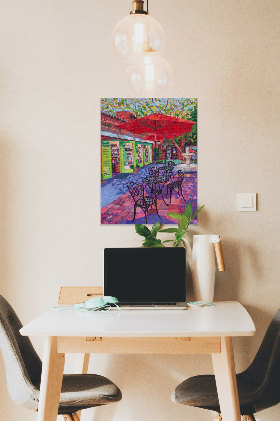 Hidden Courtyard Winter Park painting with table and chairs