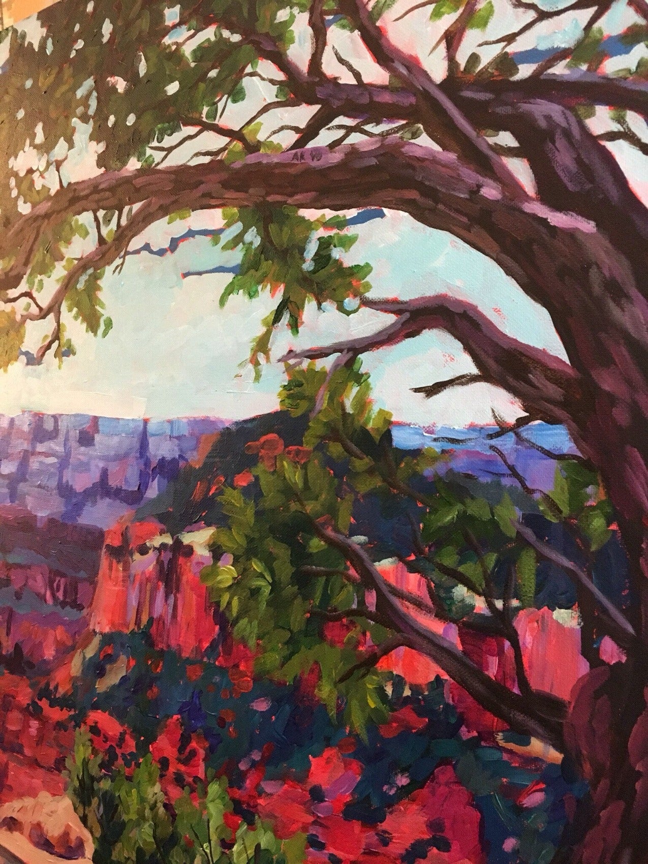 detail of tree in painting