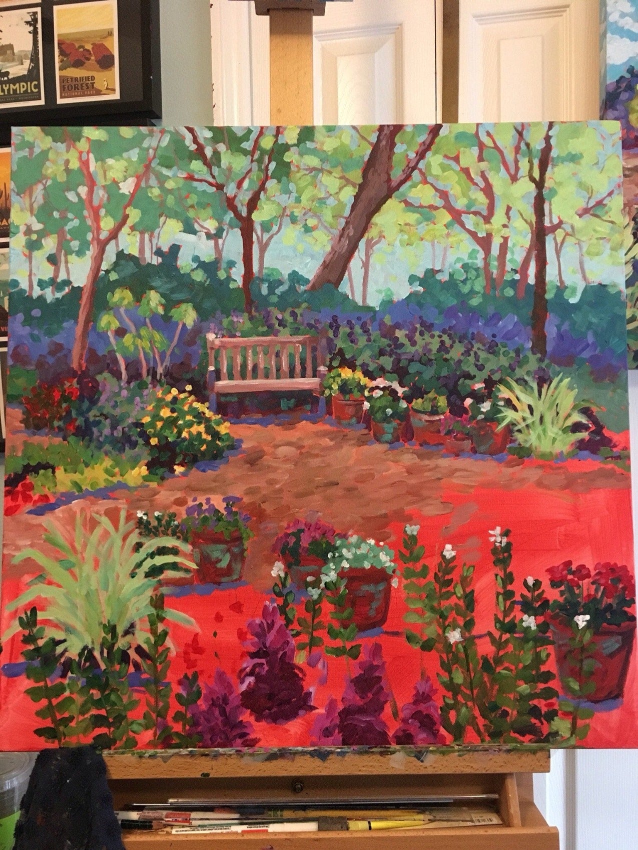 painting in progress in studio